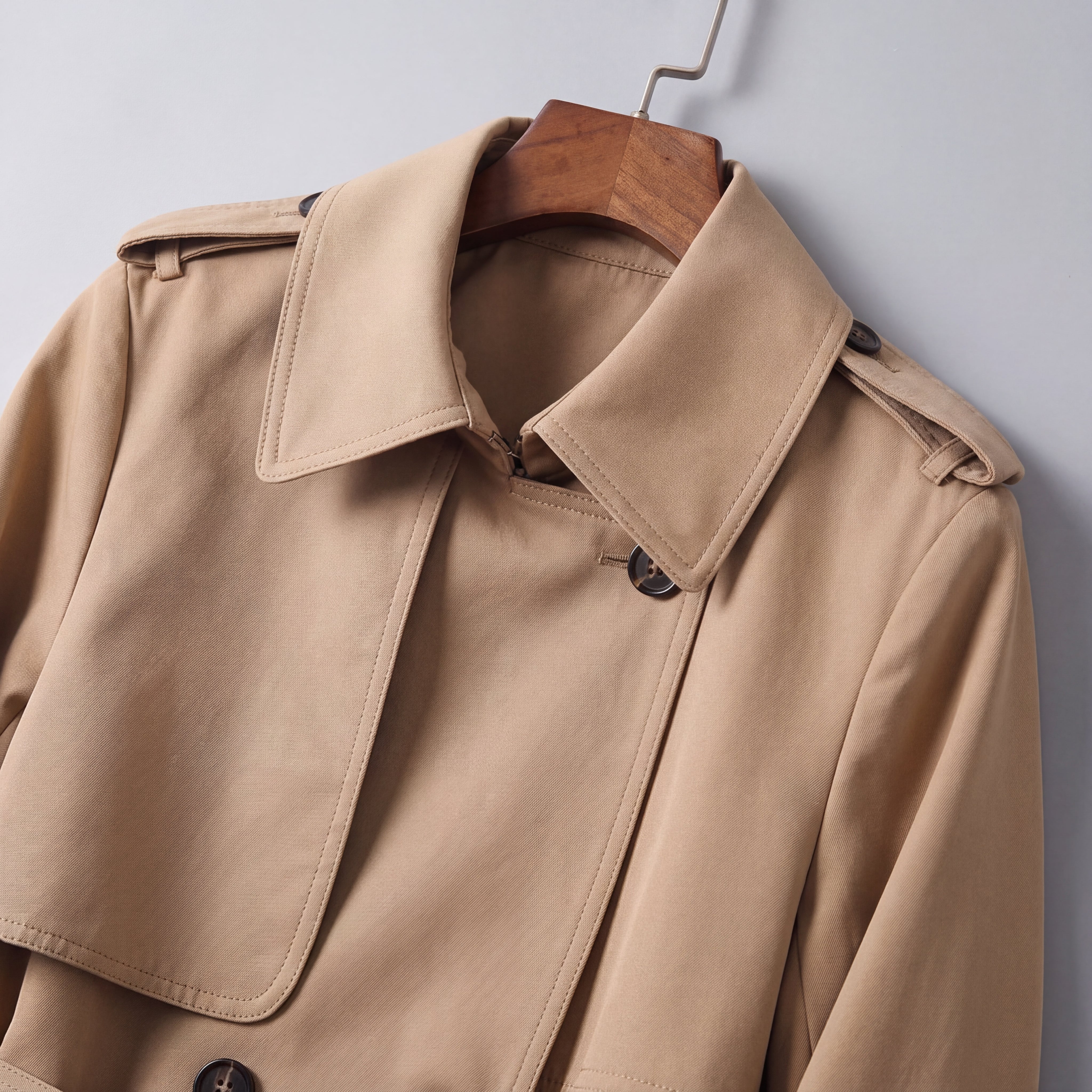 Fall Women's Double Breasted Trench Coat with Belted Waist