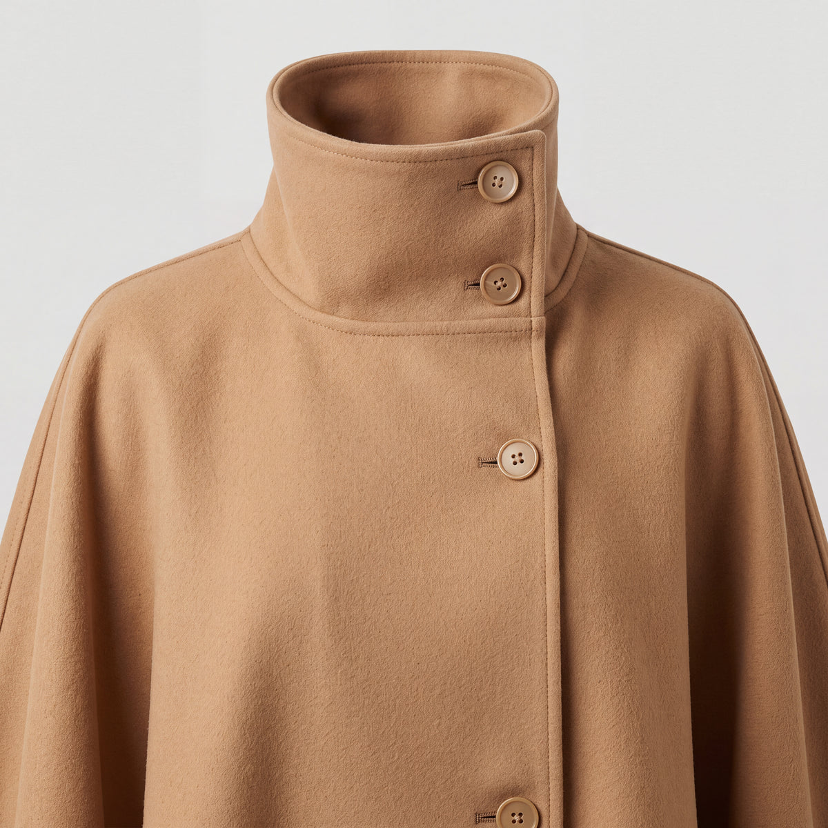 Fall Women's Cape Coat with High Collar and Bow Belt | Outerwear