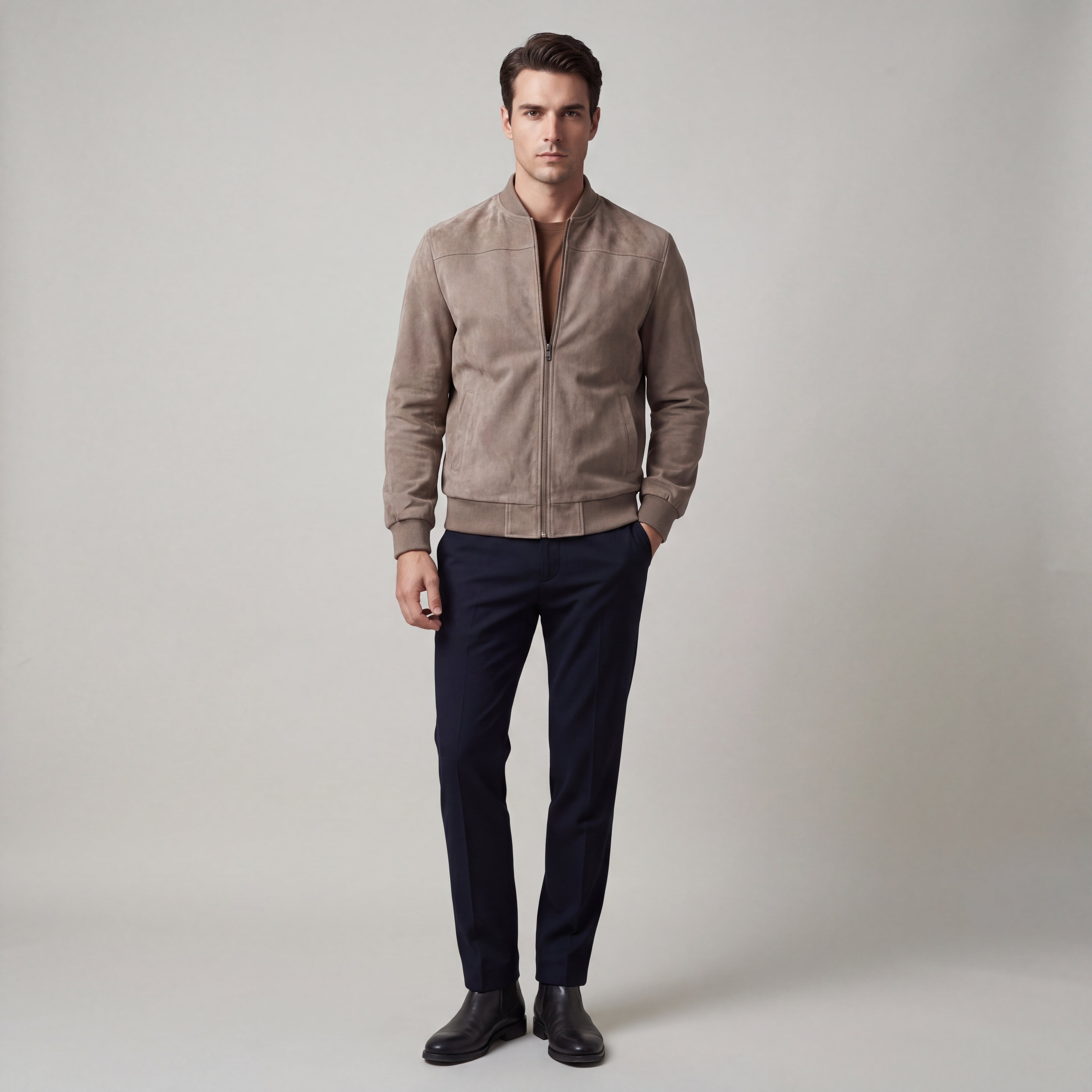 Fall Men's Slim Fit Velvet Bomber Jacket | Minimalist Casual Jacket