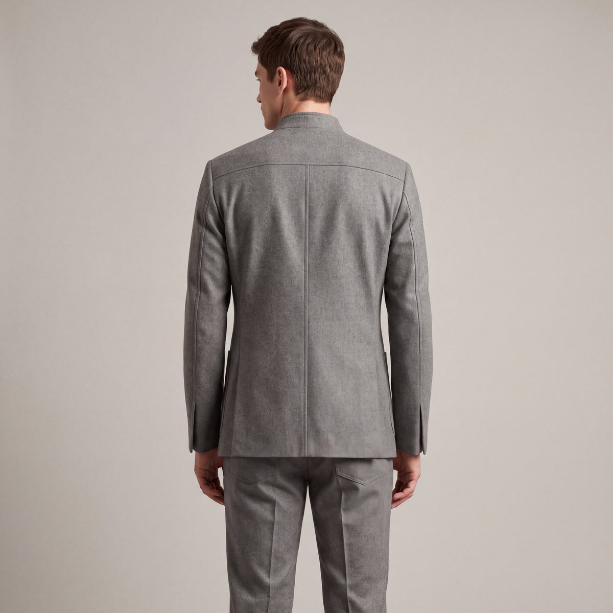 Mandarin Collar Wool-Blend Jacket