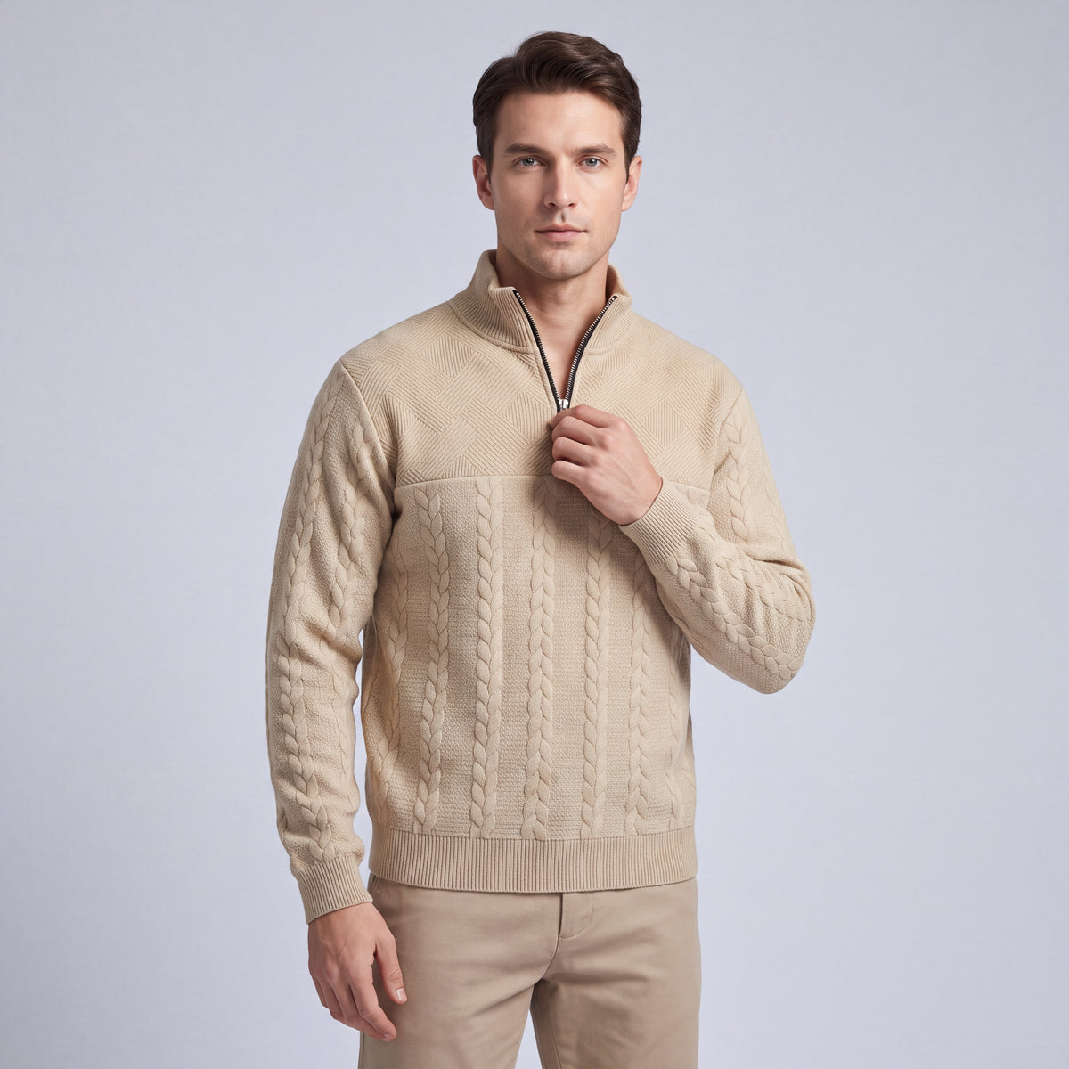 Men's High-Neck Half-Zip Sweater