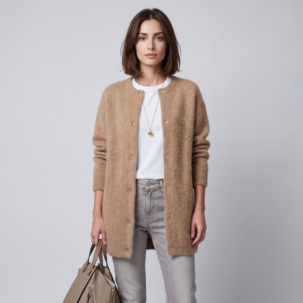 Elegant Women's Cardigan, Relaxed Fit