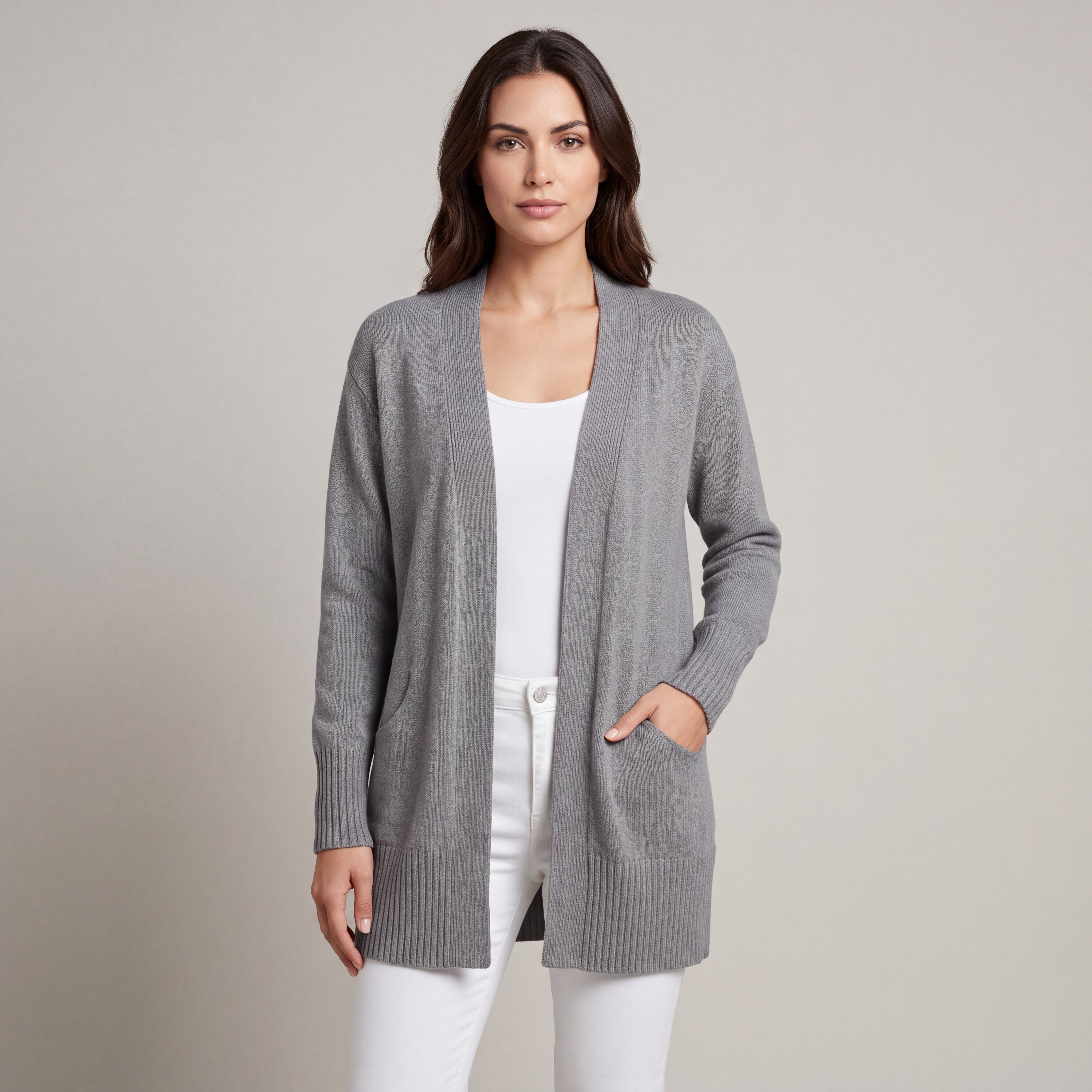 Women's Open-Front Longline Cardigan