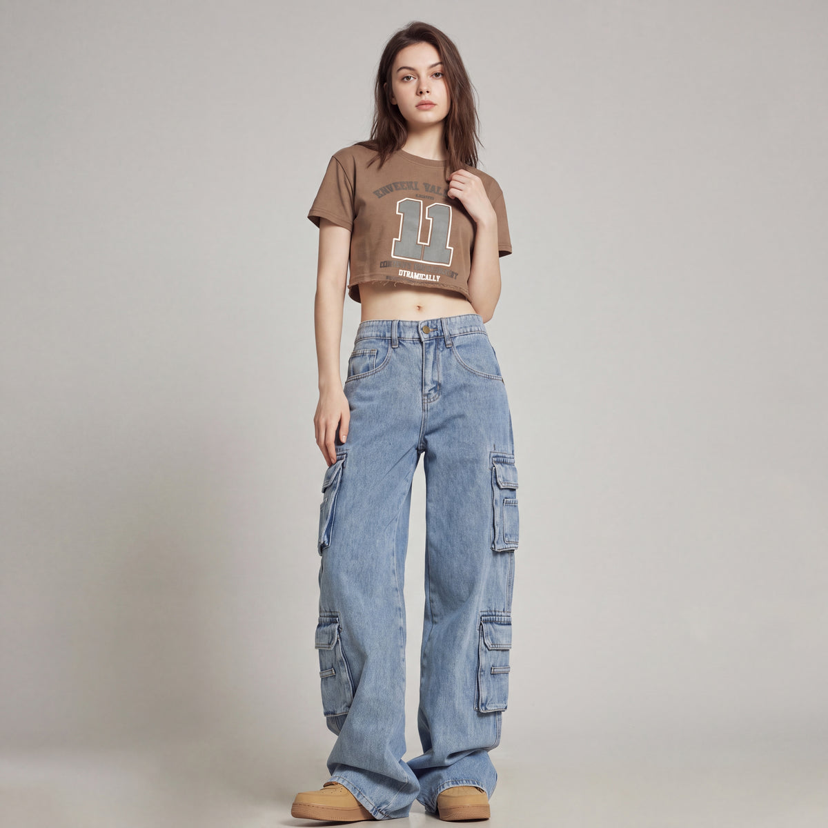 Women's Baggy Cargo Jeans, Relaxed Fit