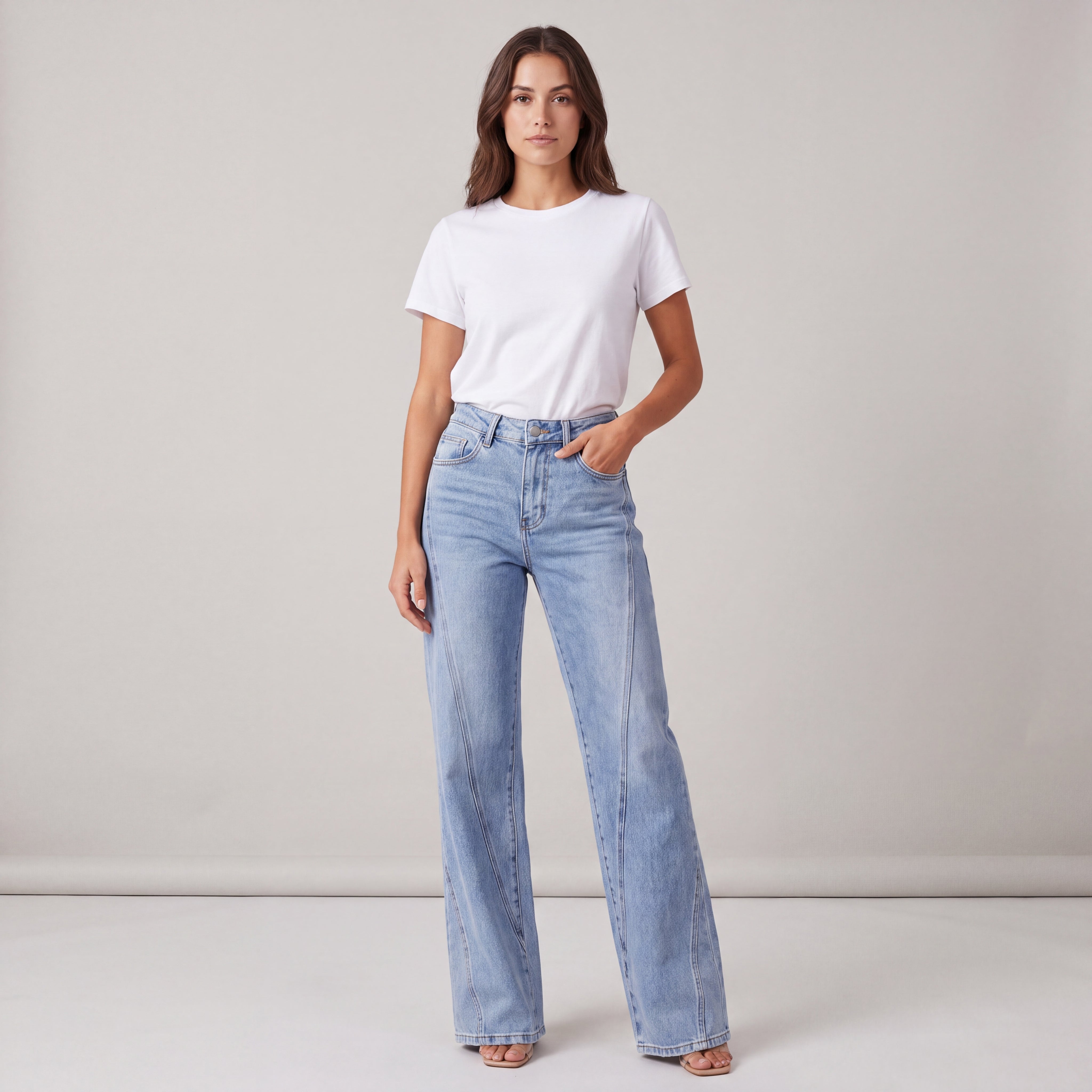 Comfortable Women's High-Waisted Wide-Leg Jeans