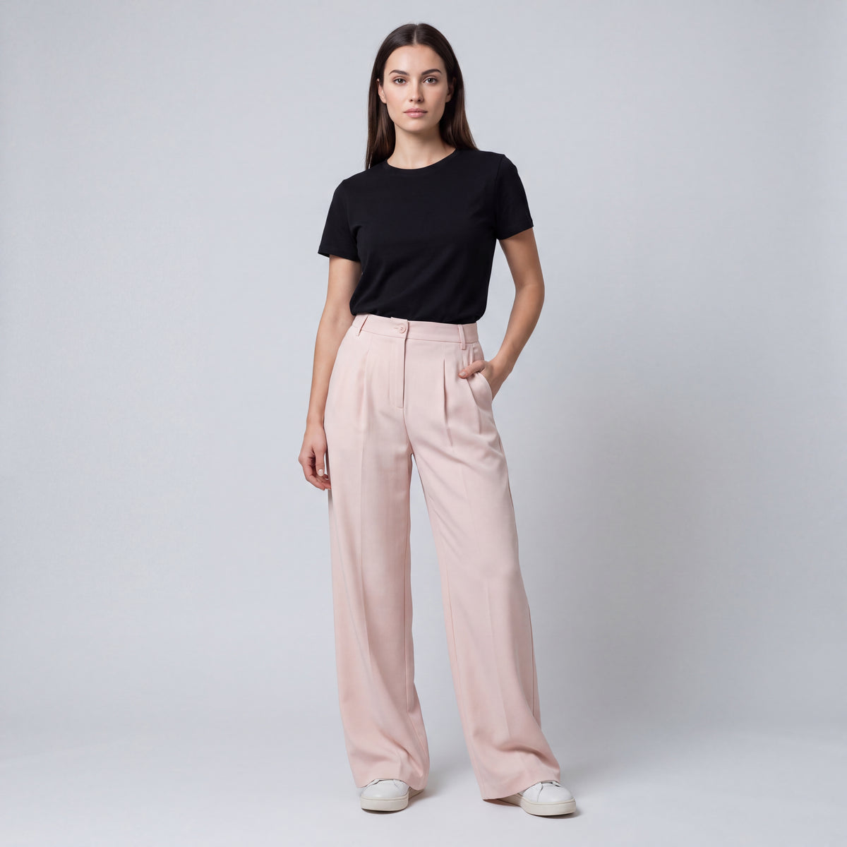 Women's High-Waisted, Wide-Leg, Elegant Pants