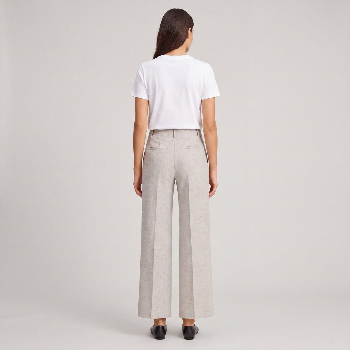 Women's High-Waisted, Wide-Leg Pants in Beige