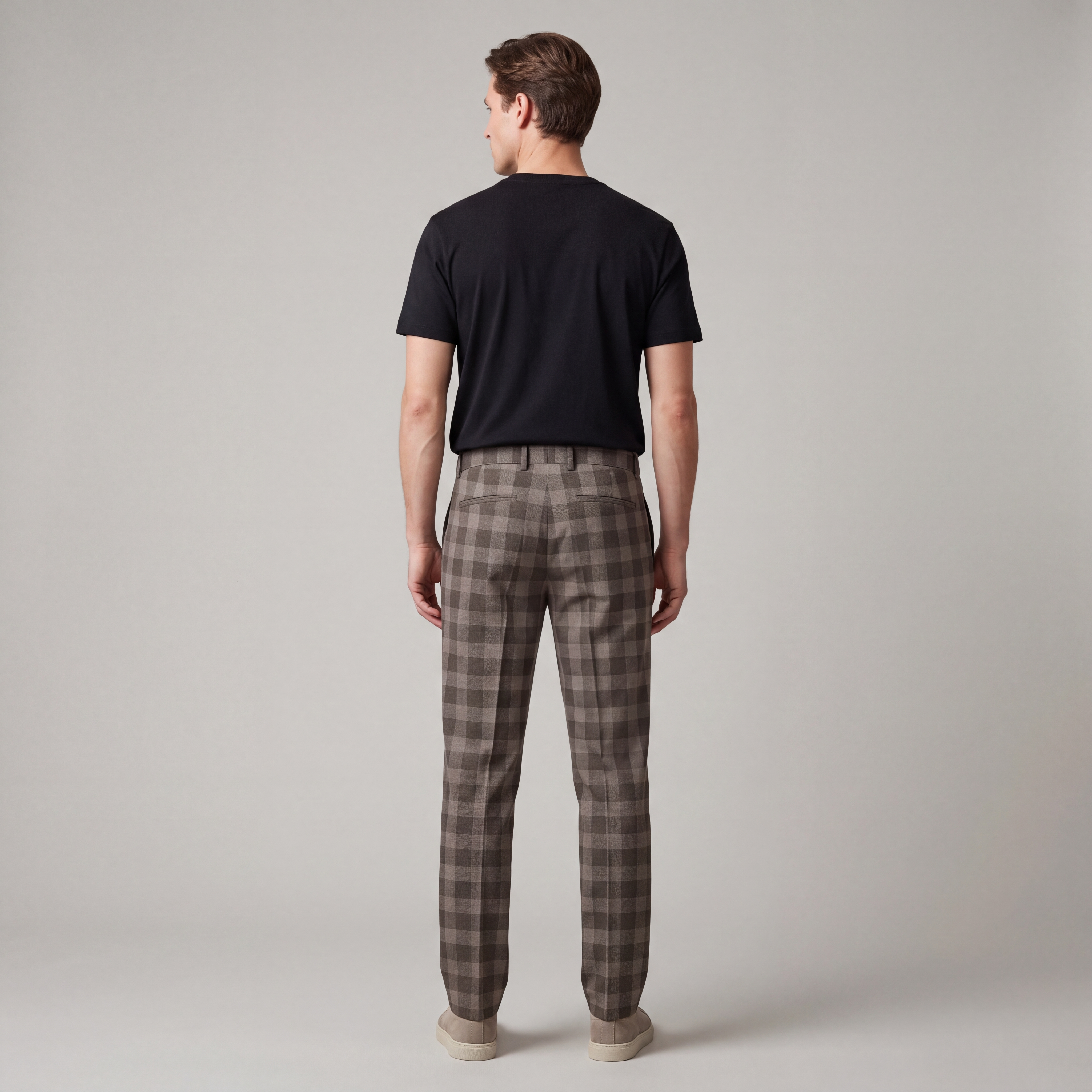 Men's Slim-Fit Checkered Dress Pants