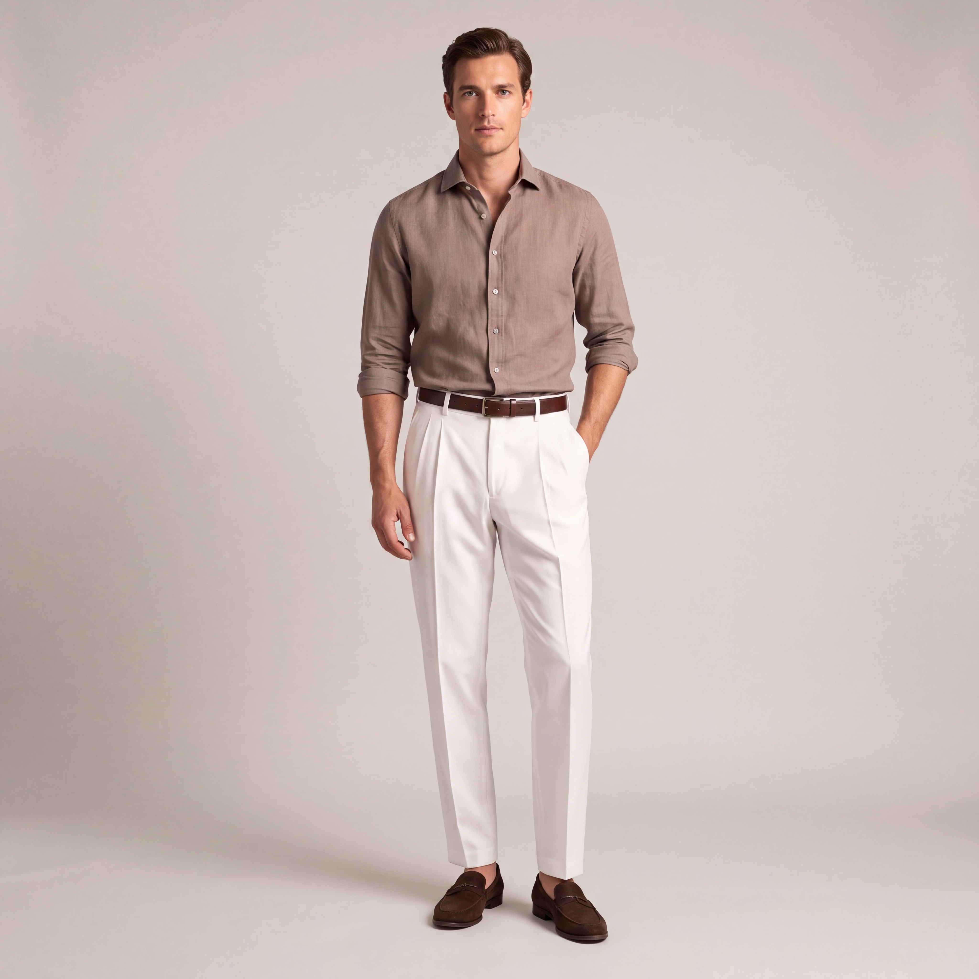 Men's Lightweight Dress Pants with Waist Pleats