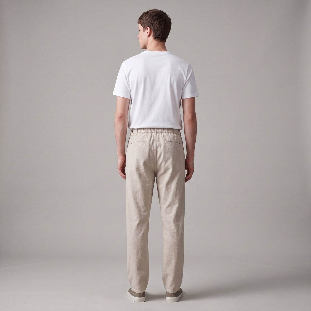 Linen Pants with Elastic Waist and Regular Leg