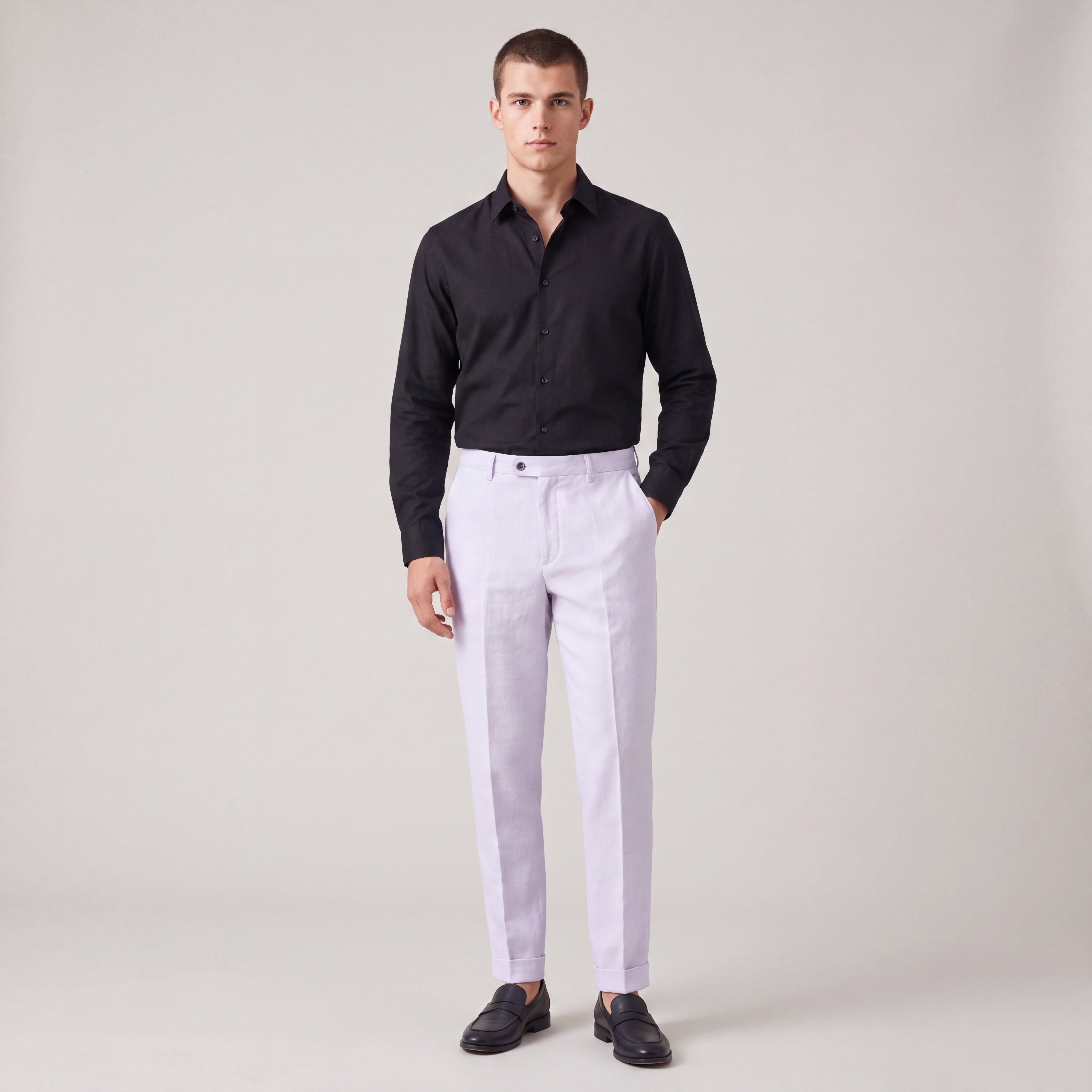Lightweight, Slim-Fit Casual Linen Dress Pants