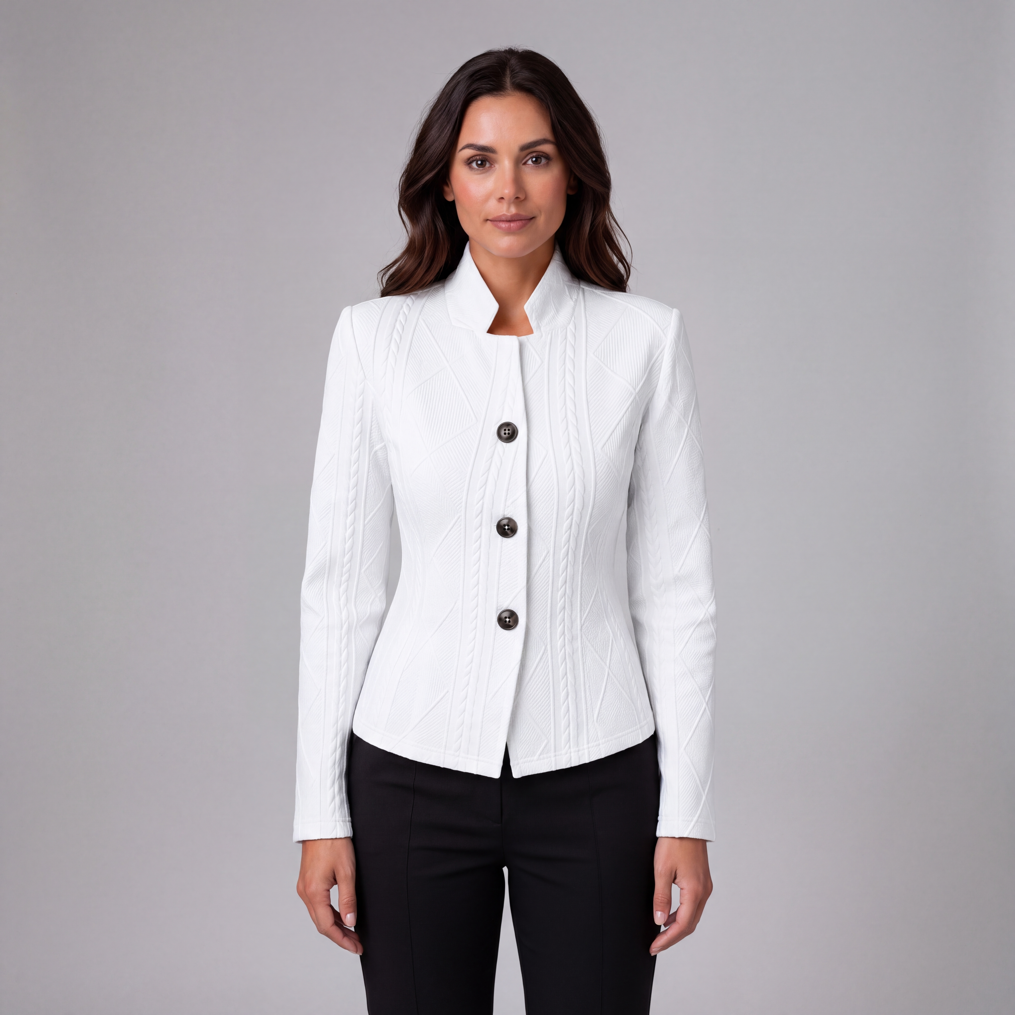 Elegant Women's Blazer with Woven Texture, Slim Fit