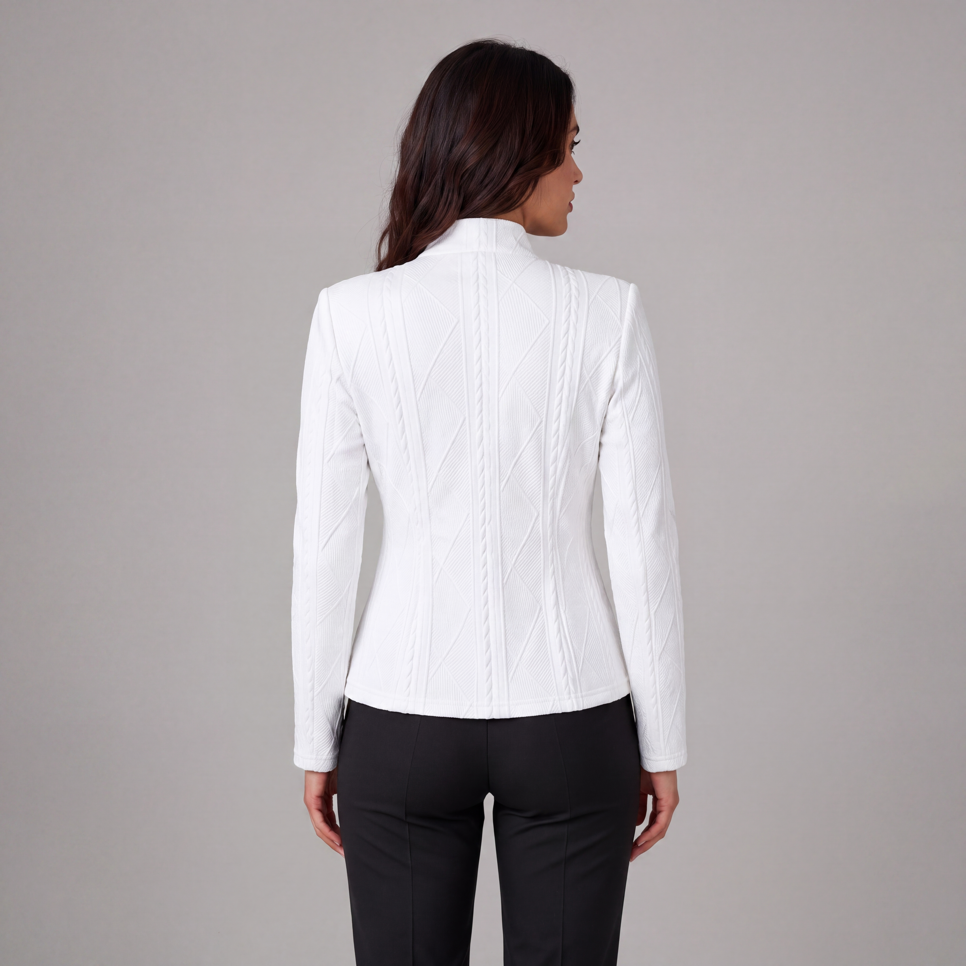 Elegant Women's Blazer with Woven Texture, Slim Fit