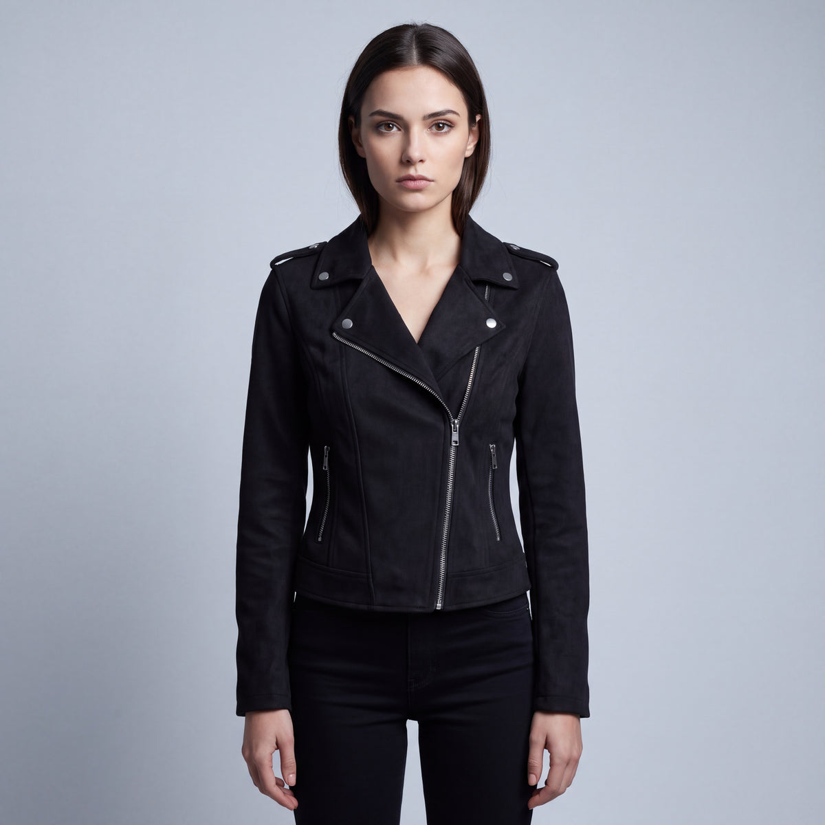 Women's Biker Jacket with Fitted Silhouette