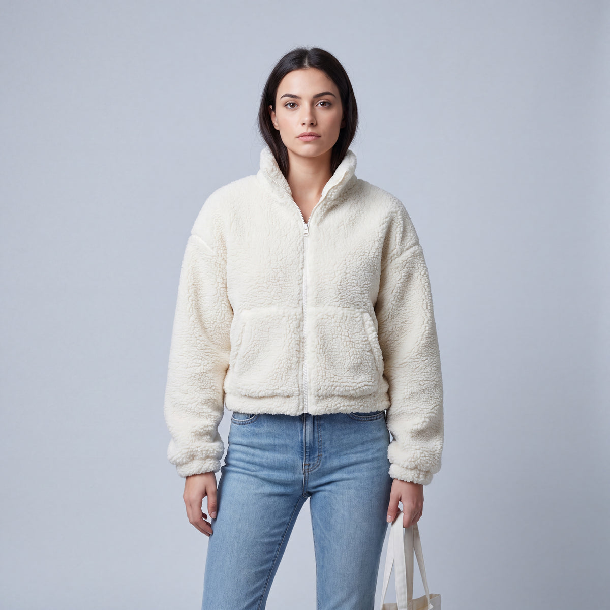Women's Sherpa Fleece Jacket, Relaxed Fit, Short