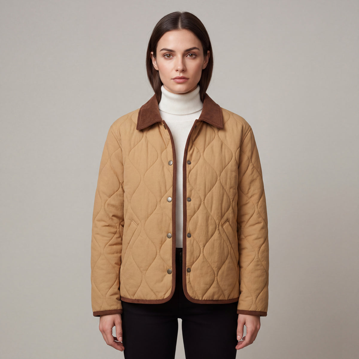 Lightweight Women's Quilted Jacket with Lapels, Relaxed Fit