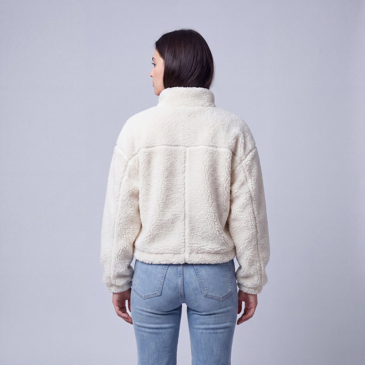 Women's Sherpa Fleece Jacket, Relaxed Fit, Short