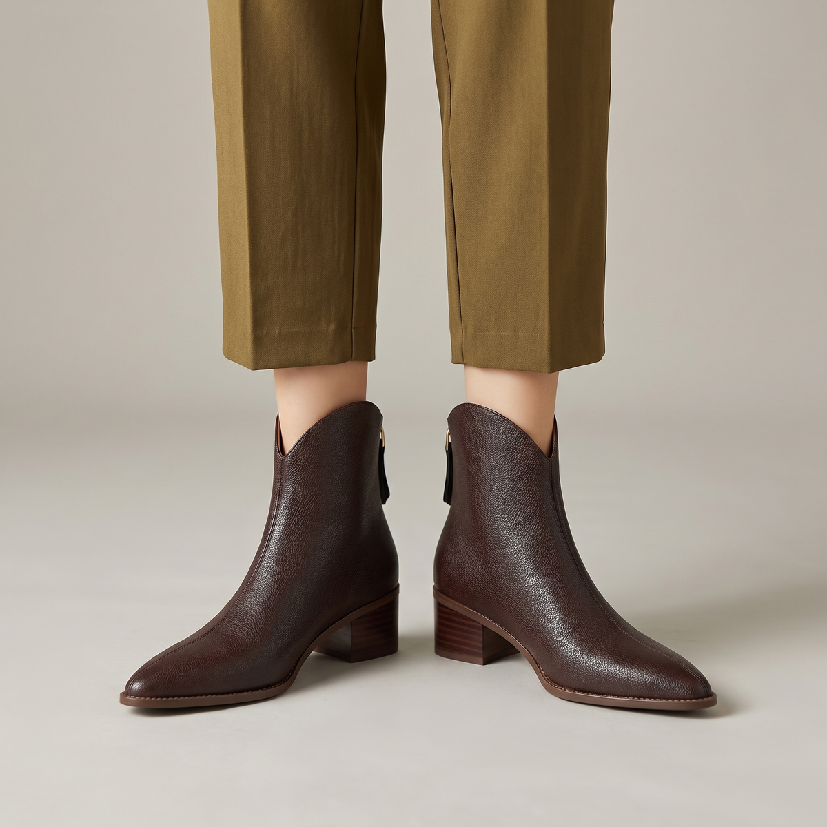 Women's Leather  Boots with Stiletto Heels