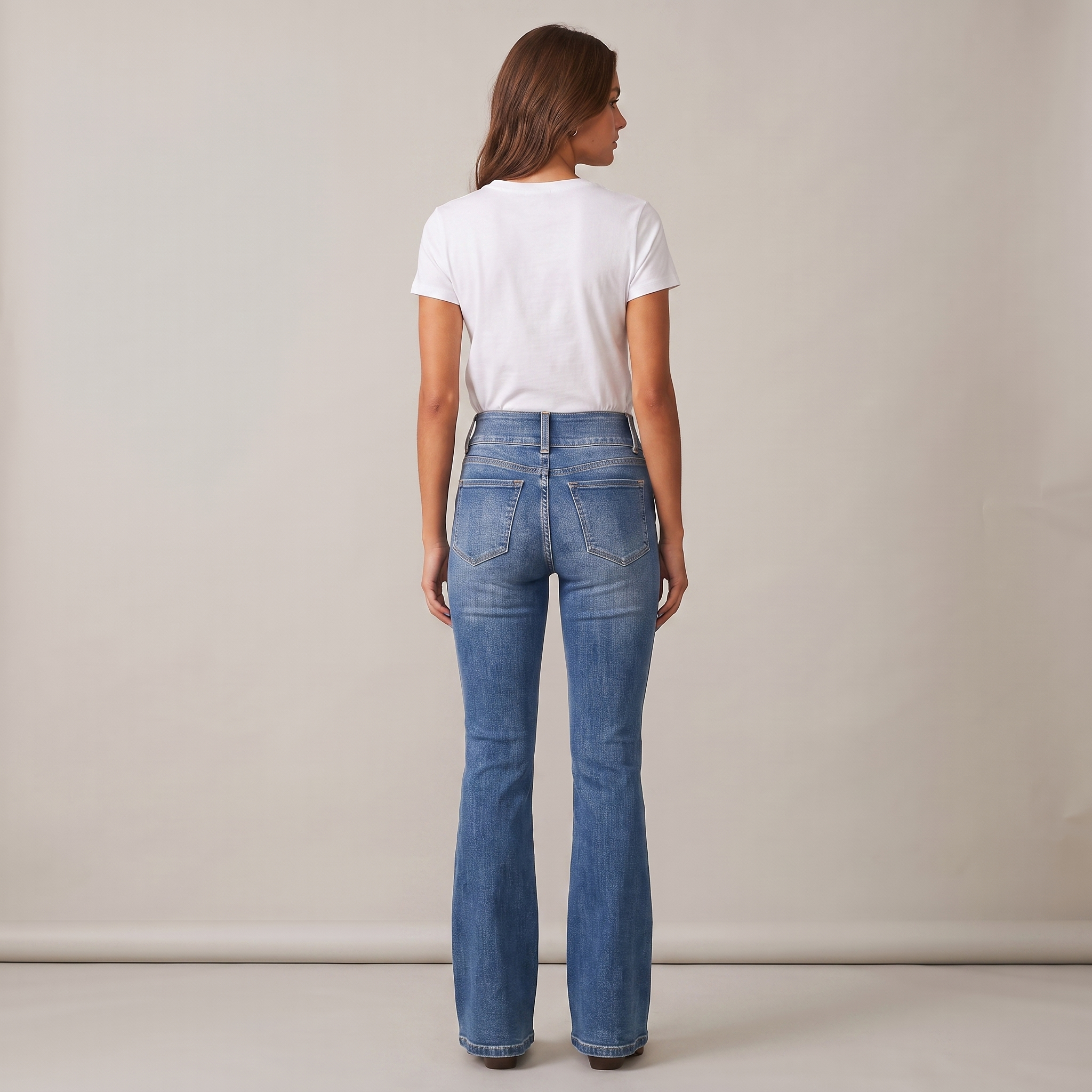 Elegant High Waist Flare Jeans in Denim