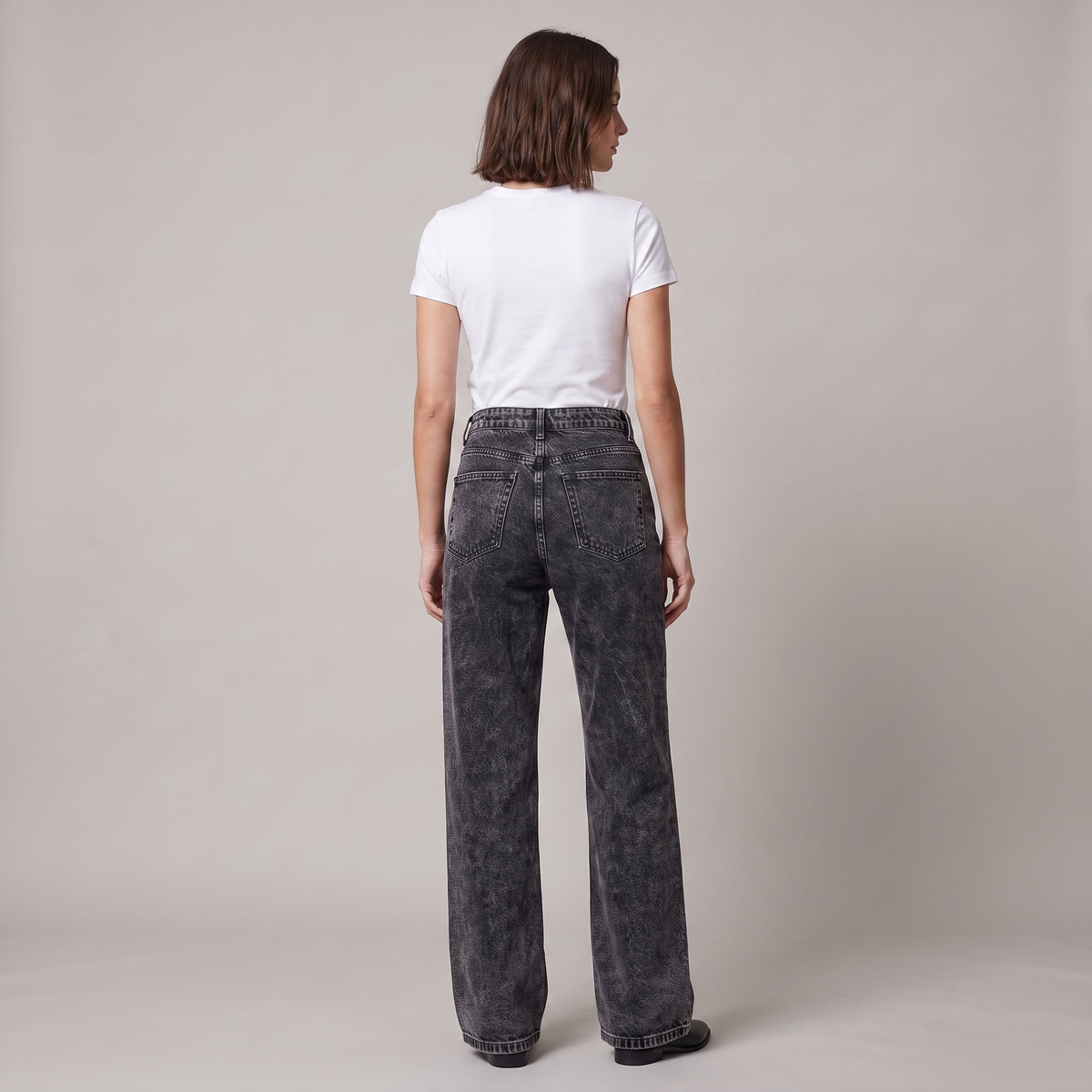 Washed High Waist Baggy Jeans