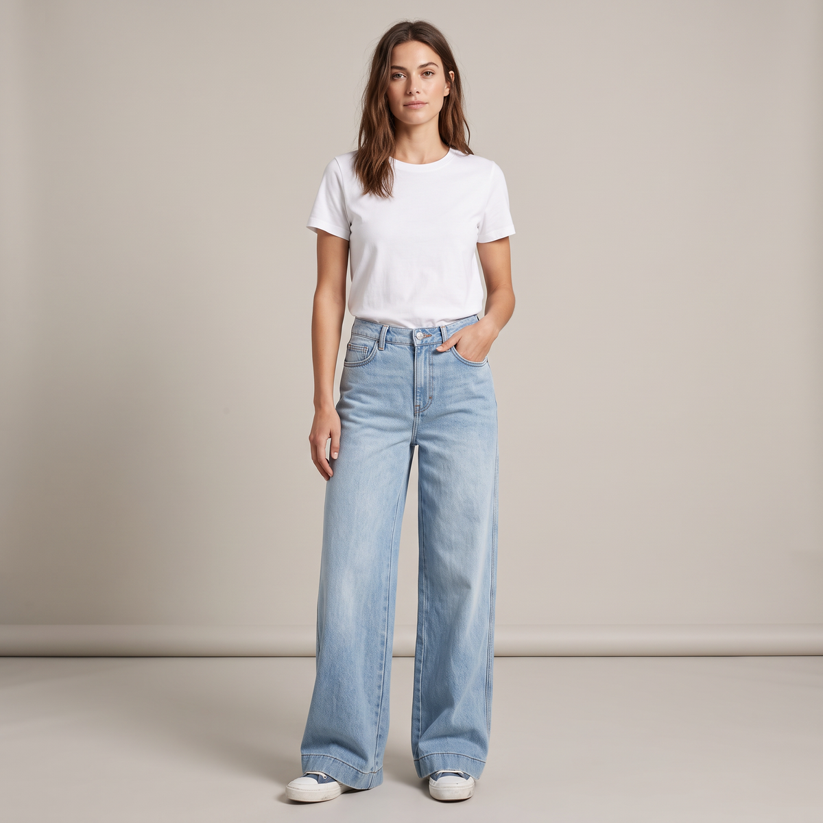 Elegant High Waist Baggy Jeans