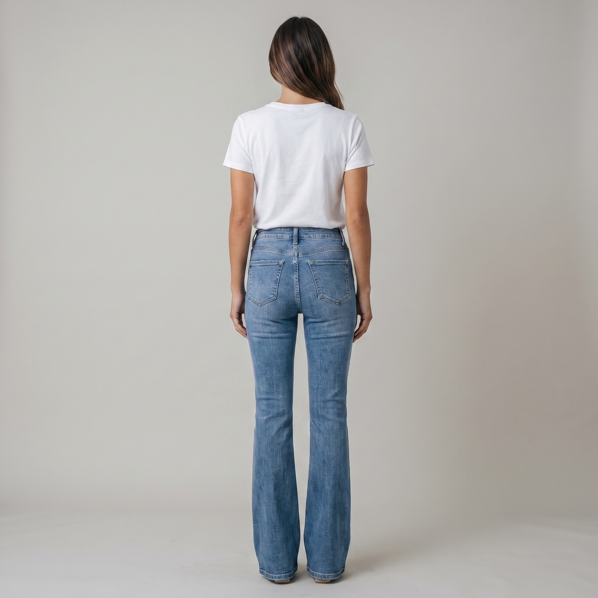 Boho High Waist Flare Jeans in Denim