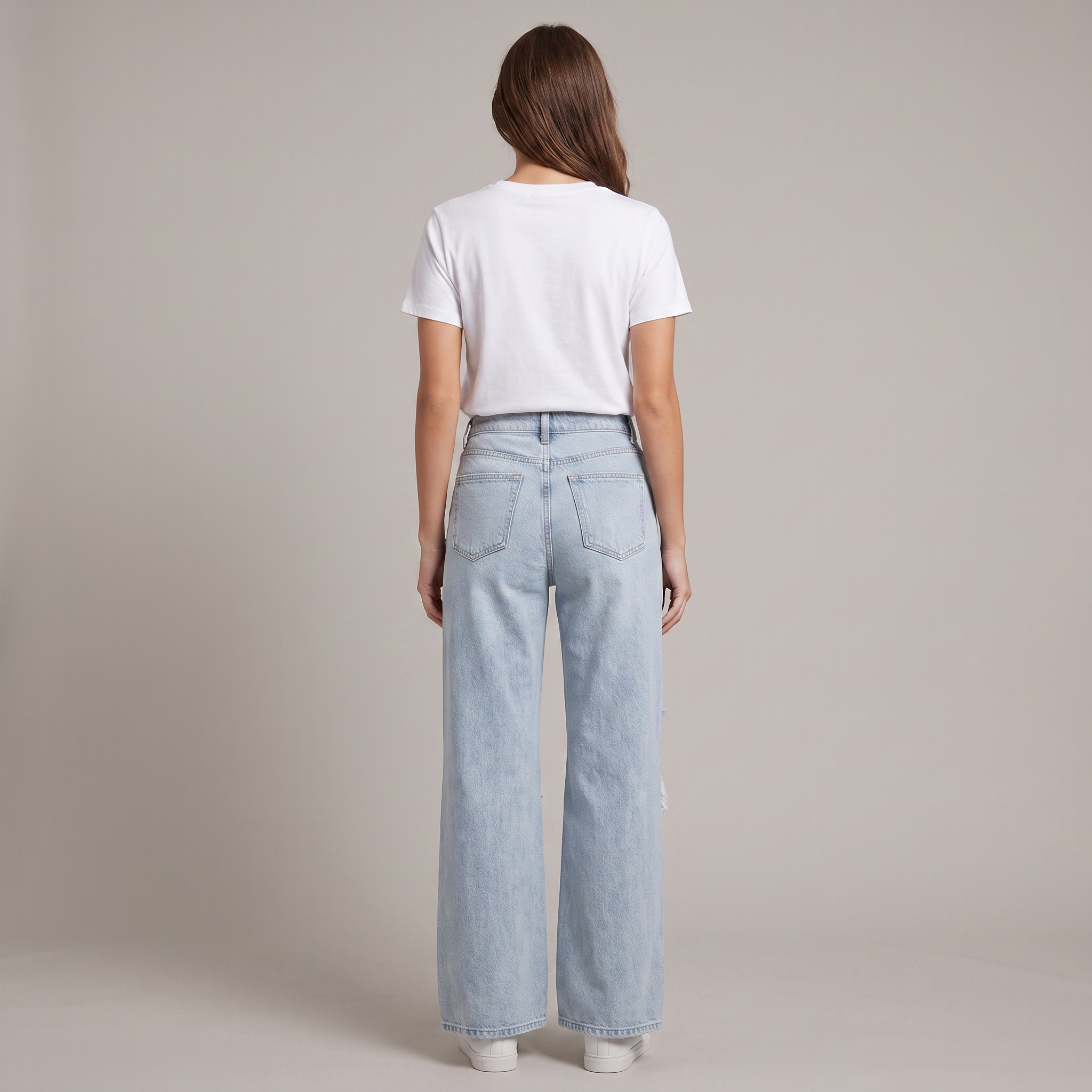 Boho High Waist Ripped Wide Leg Jeans