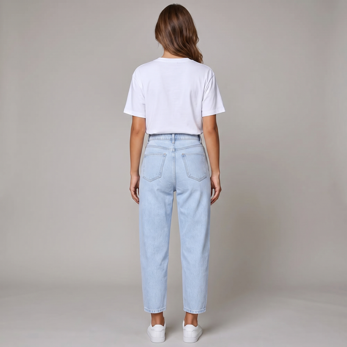 High Waist Baggy Jeans in Light Denim