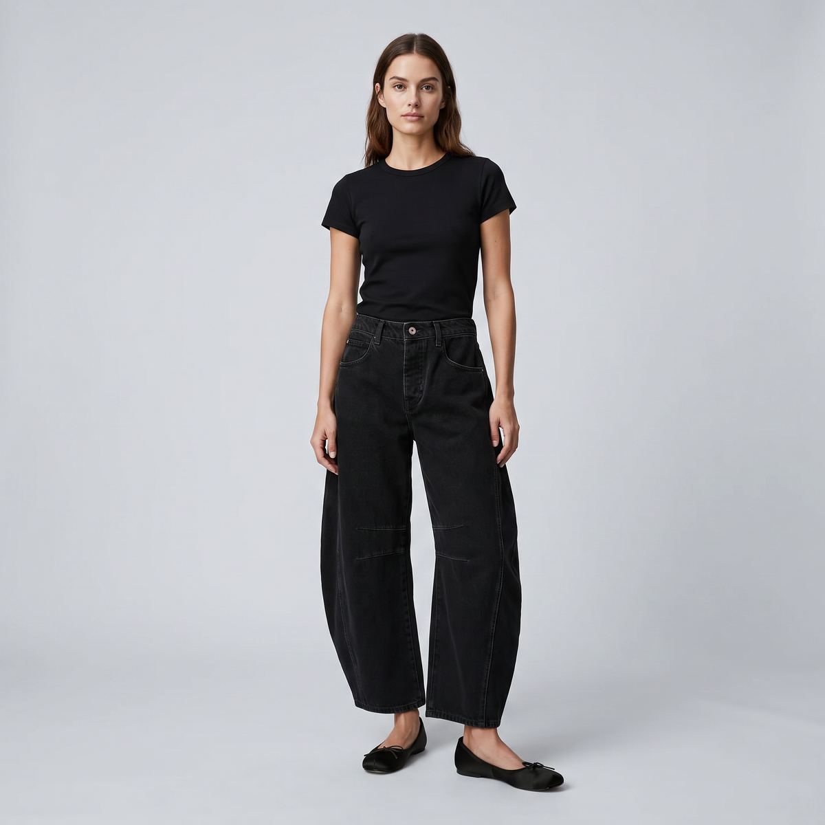 Women’s High-Waisted Black Straight-Leg Jeans