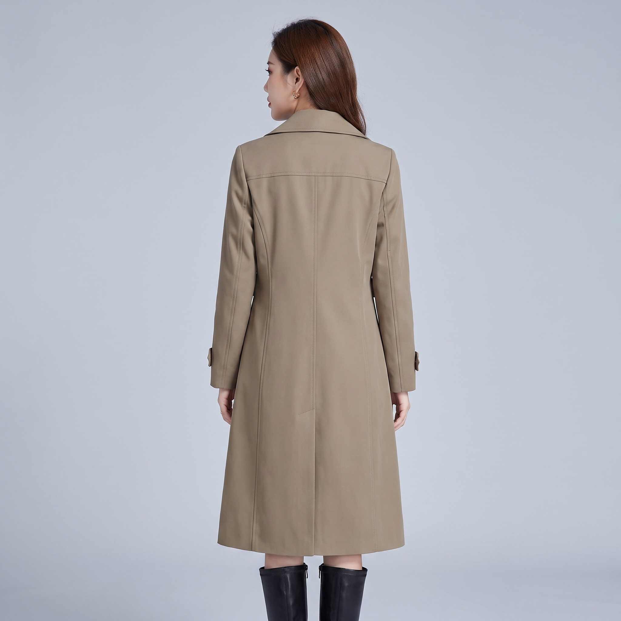 Women's Wool Blend Trench Coat with Elegant Fit