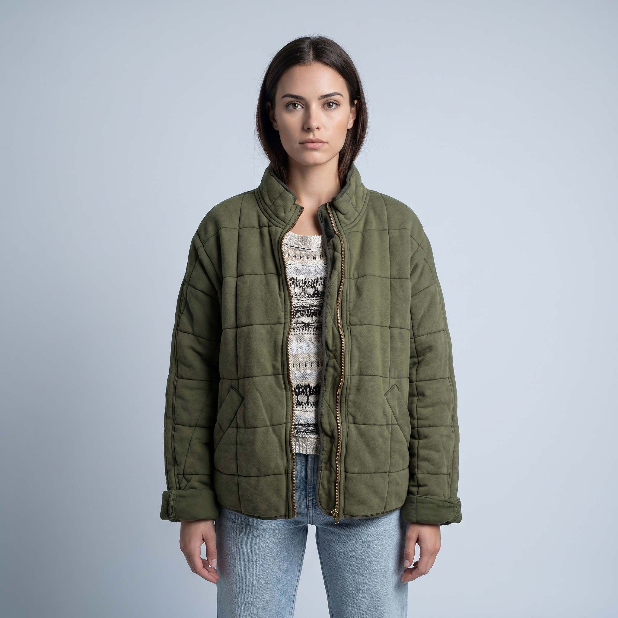 Puffer Jacket Women Quilted Oversize Casual Elegant