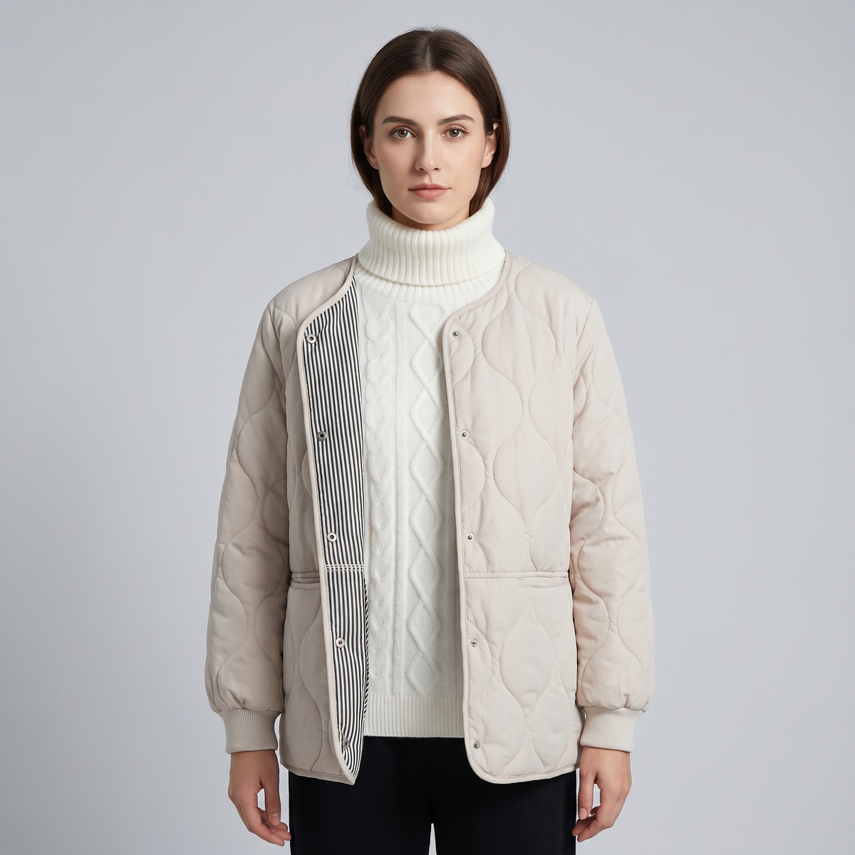Puffer Jacket Women Quilted Cotton Elegant Fit