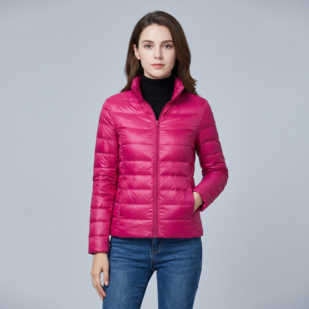 Puffer Jacket Women Quilted Lightweight High Neck