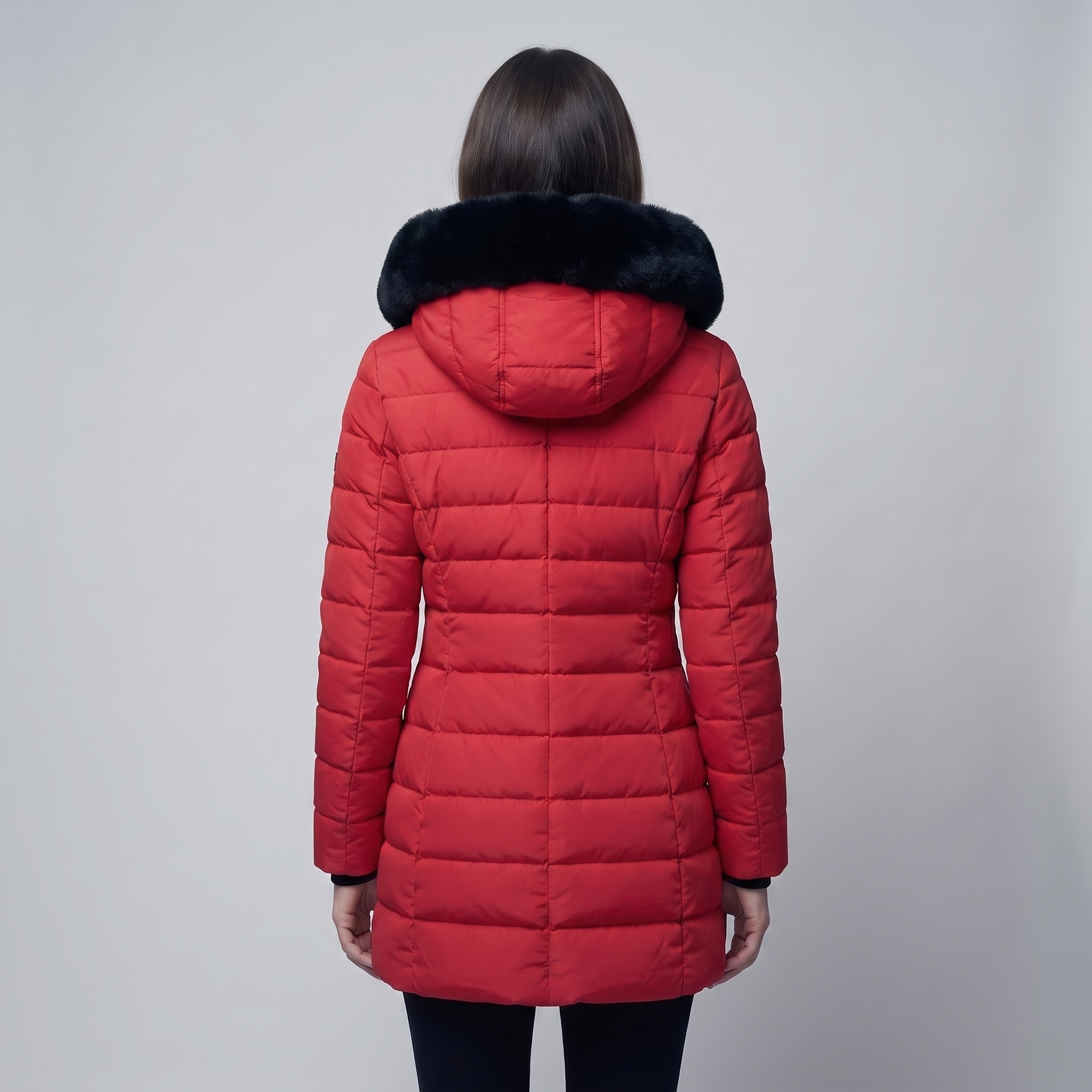 Puffer Jacket Women Long Hooded Faux Fur Winter