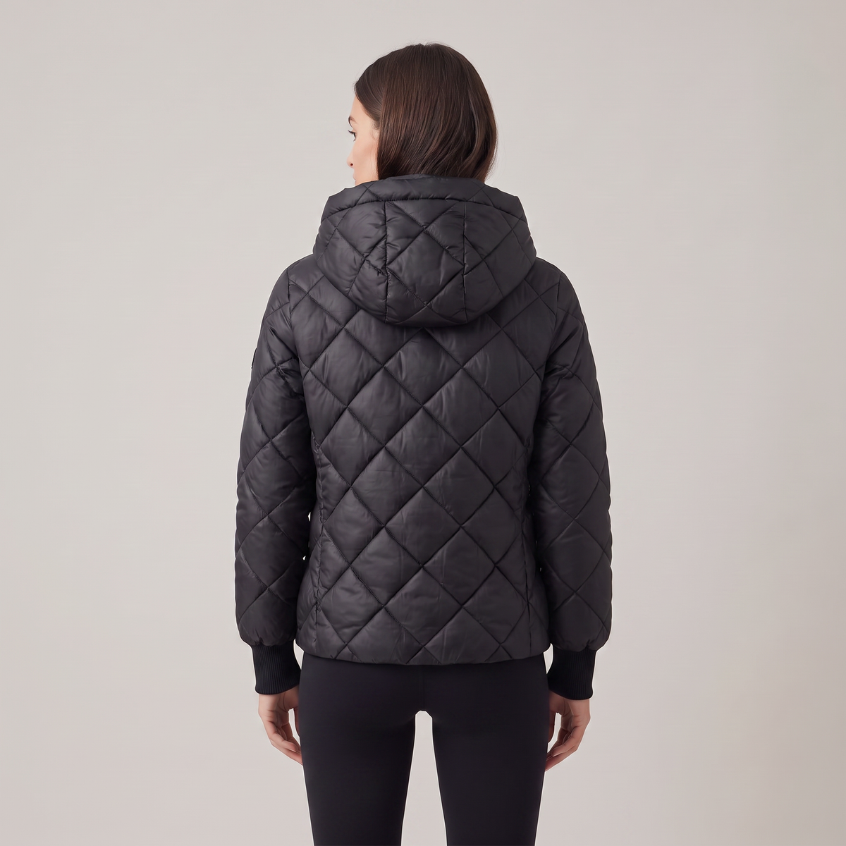 Puffer Jacket Women Diamond Quilted Hooded Oversize