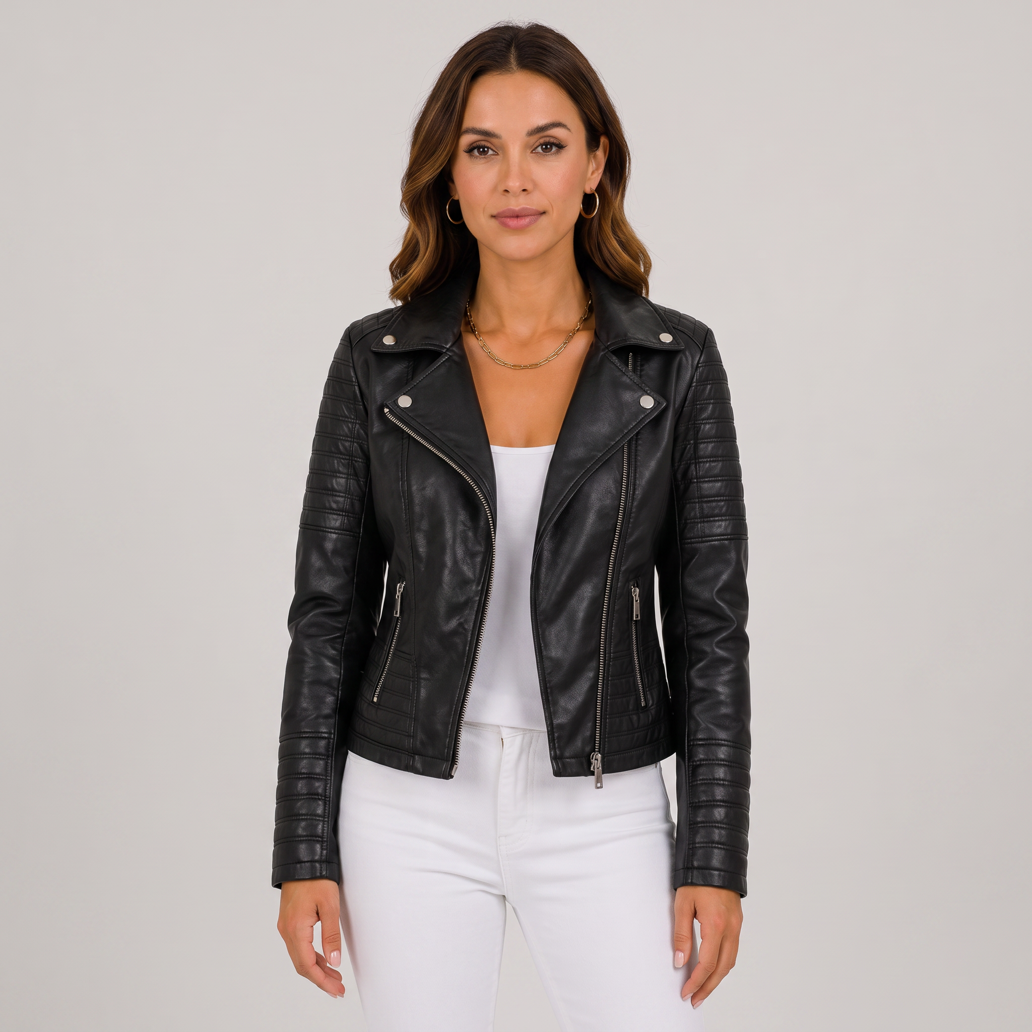 Women’s Asymmetrical Zip Biker Leather Jacket