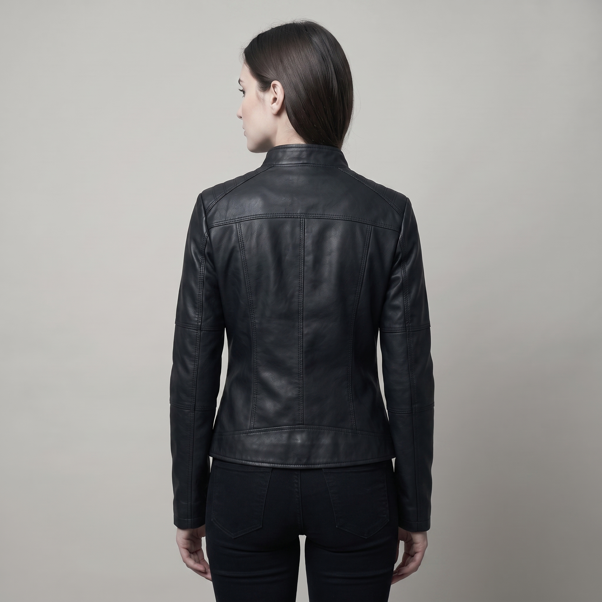 Oversized Women’s Leather Jacket with Buttons