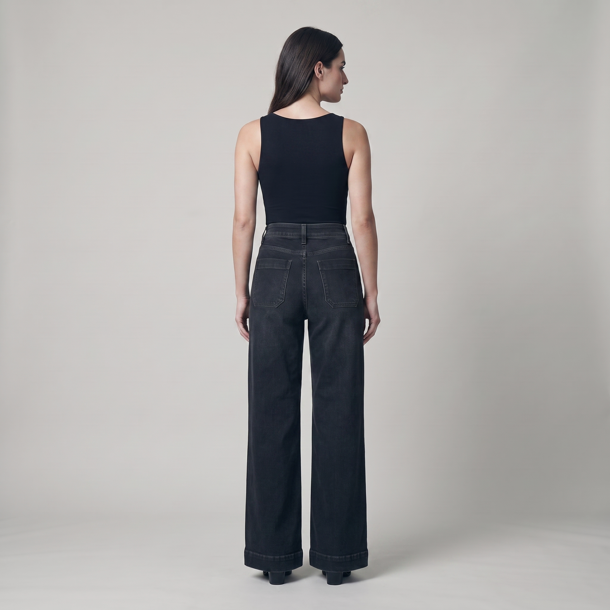 Baggy Jeans Women High Waist Patch Pockets
