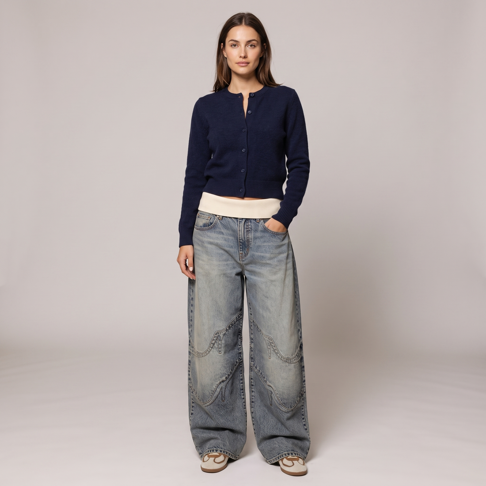 Baggy Jeans Women Low Rise Wide Leg Light Blue