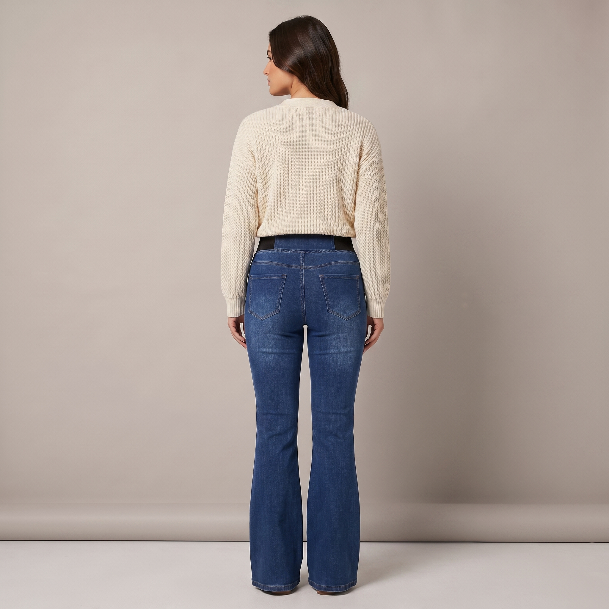 Flare Jeans Women High Waist Flared Leg Stretch Denim