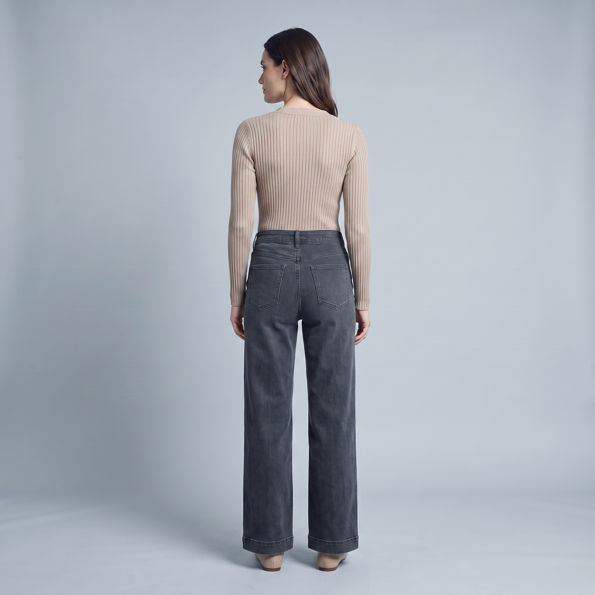 Baggy Jeans Women High Waist Wide Leg Patch Pockets
