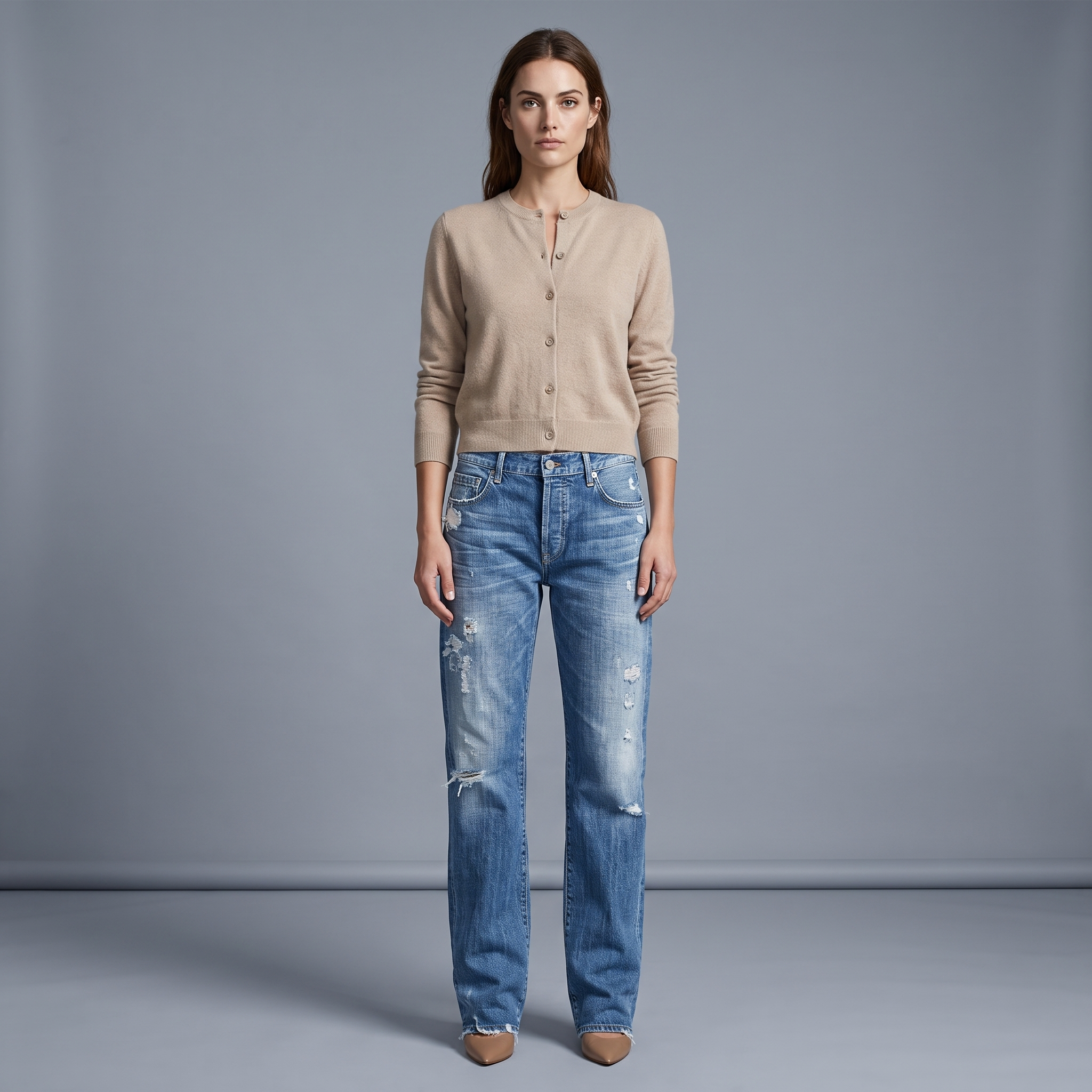 Baggy Jeans Women High Waist Washed Ripped Denim