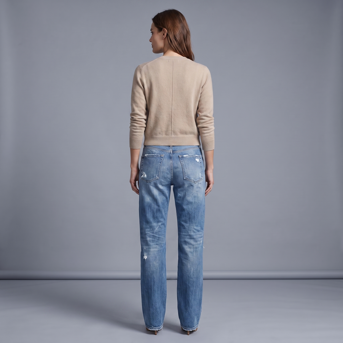 Baggy Jeans Women High Waist Washed Ripped Denim