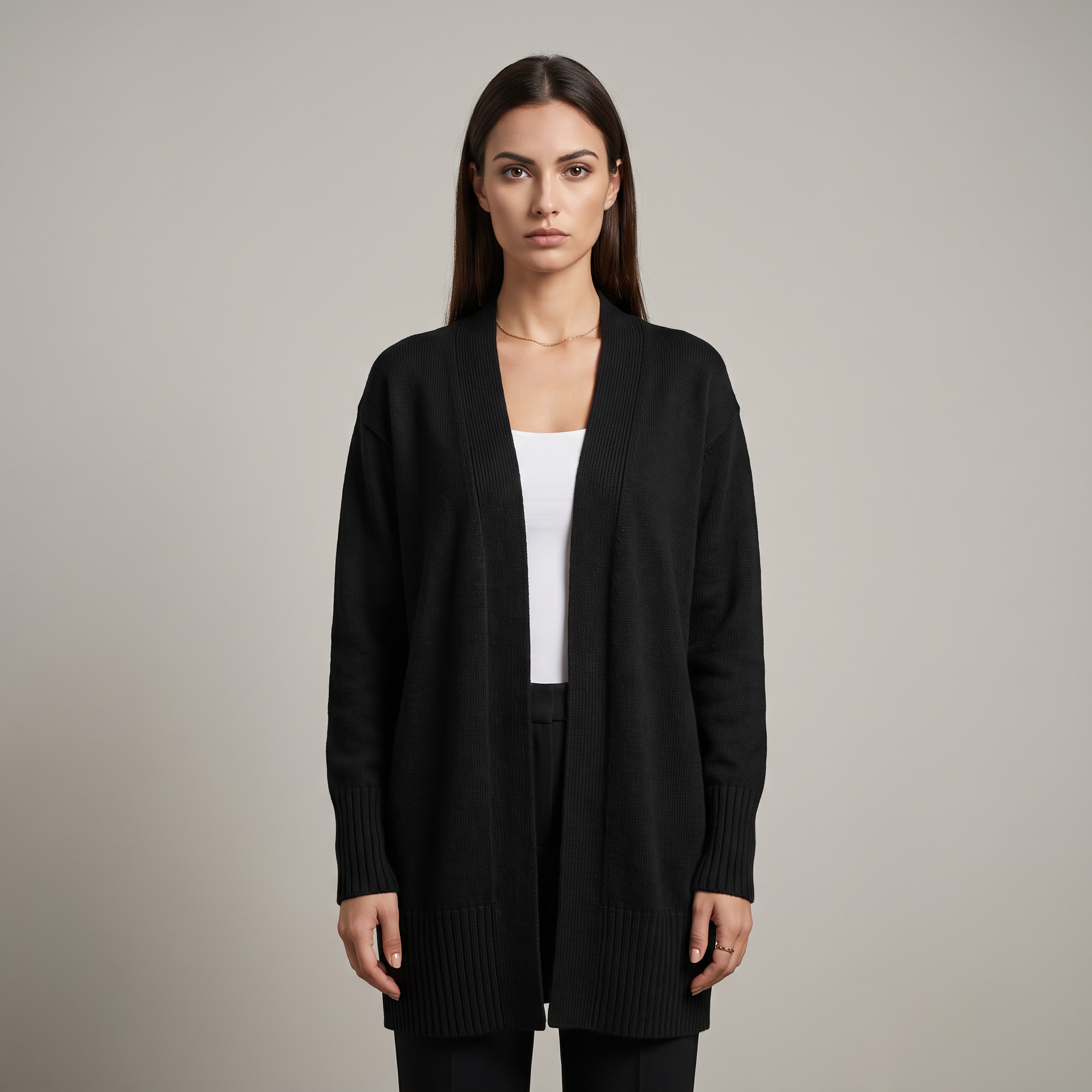 Women's Open-Front Cardigan, Relaxed Fit, Elegant