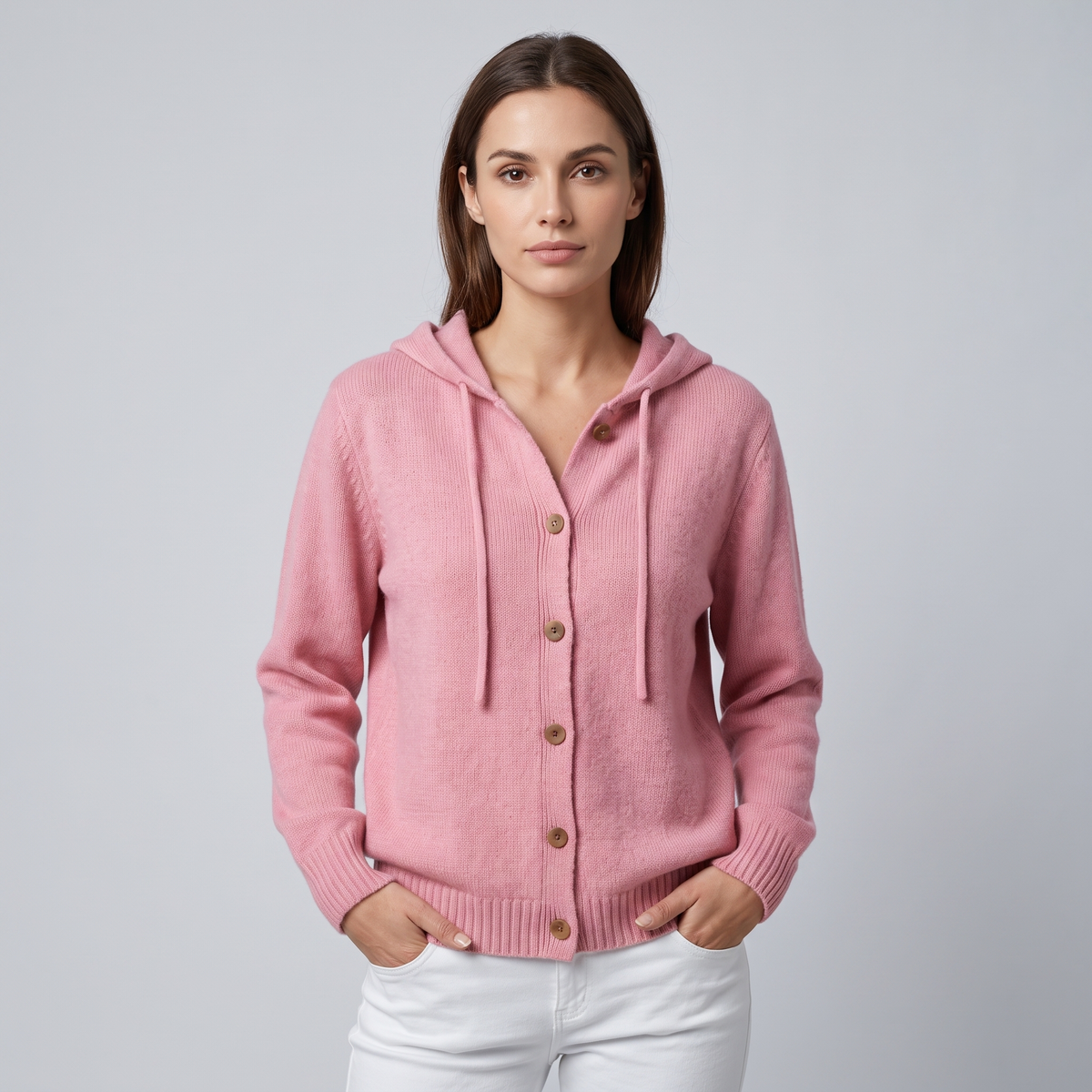 Women's Hooded Button-Down Cardigan, Relaxed Fit