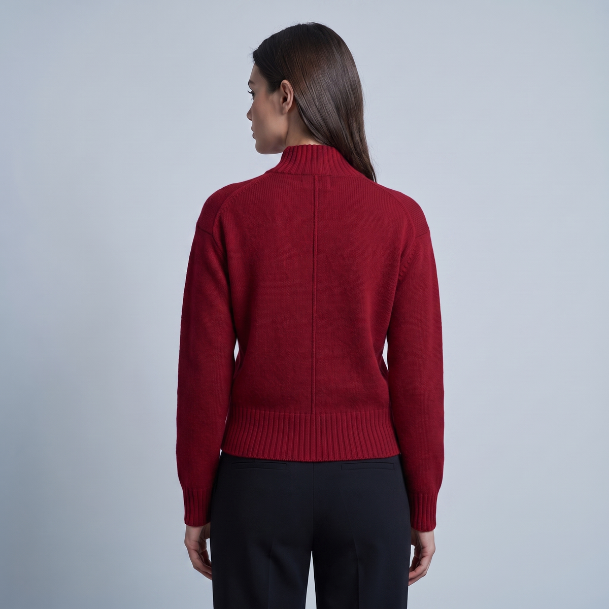 Women's High-Neck Cardigan with Buttons, Slim Fit
