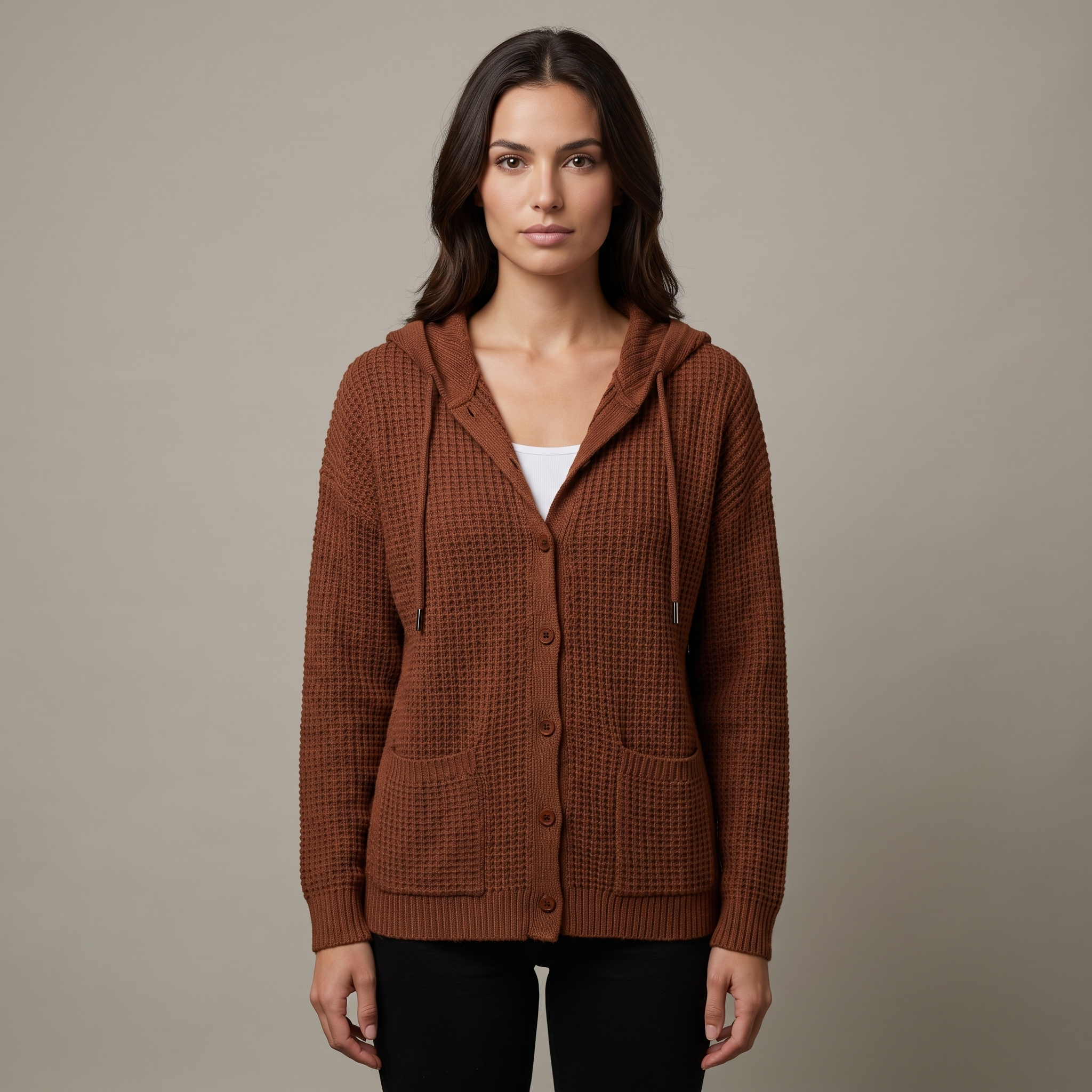 Women's Oversized Hooded Cardigan with a V-Neck