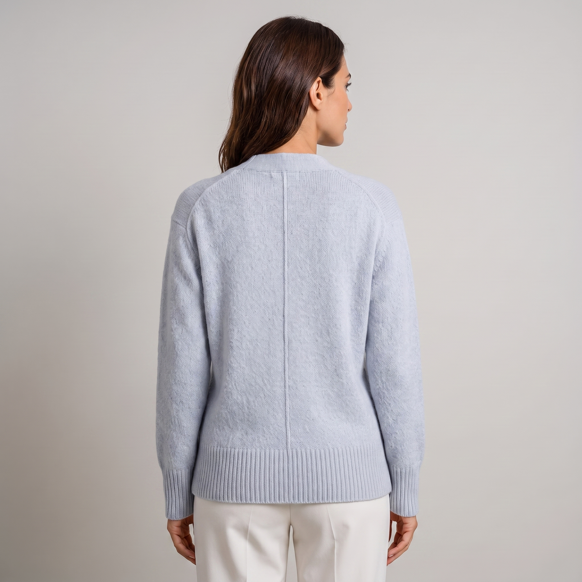 Women’s soft-knit cardigan with a V-neck and heart-shaped buttons