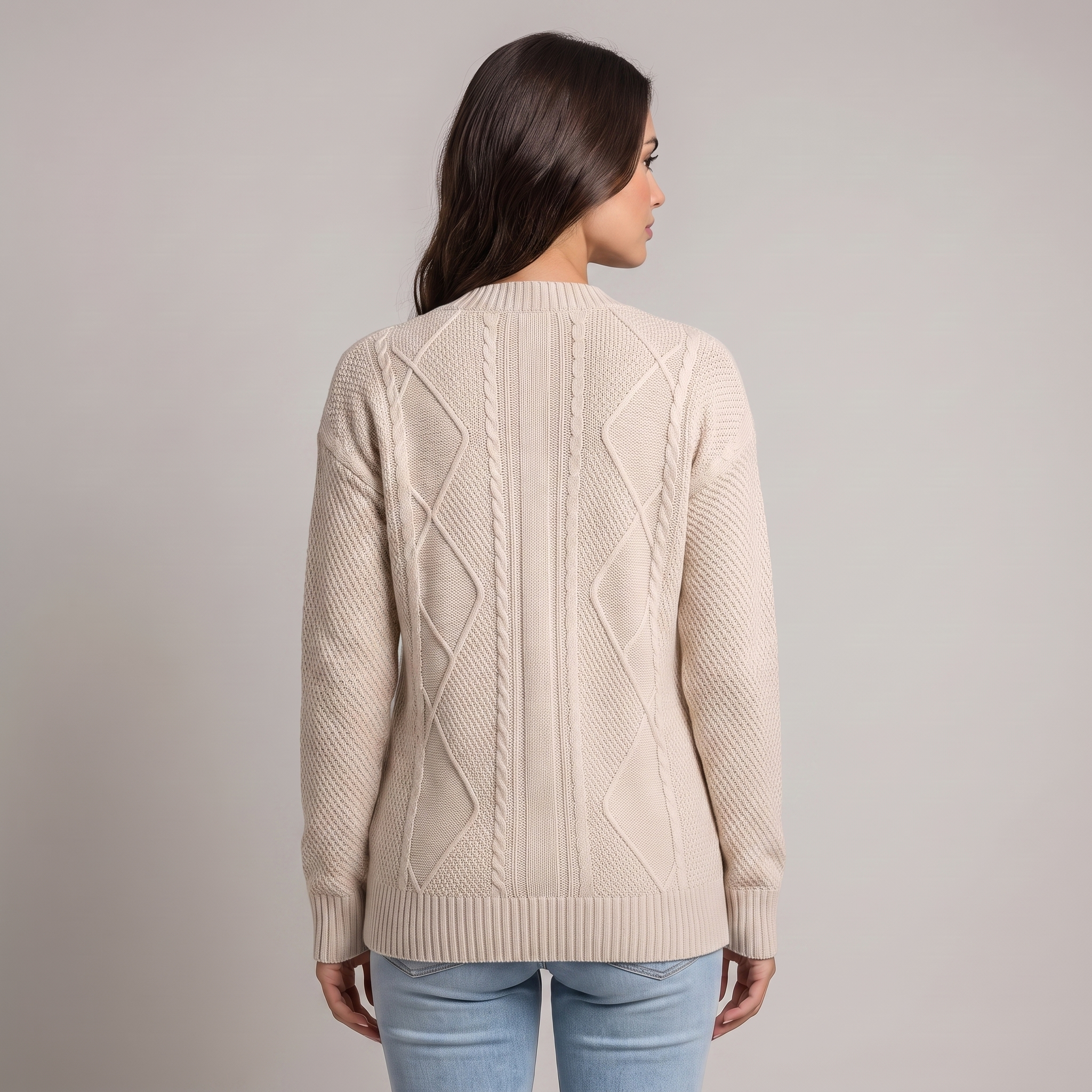 Women’s Long Openwork Cardigan with a V-neck