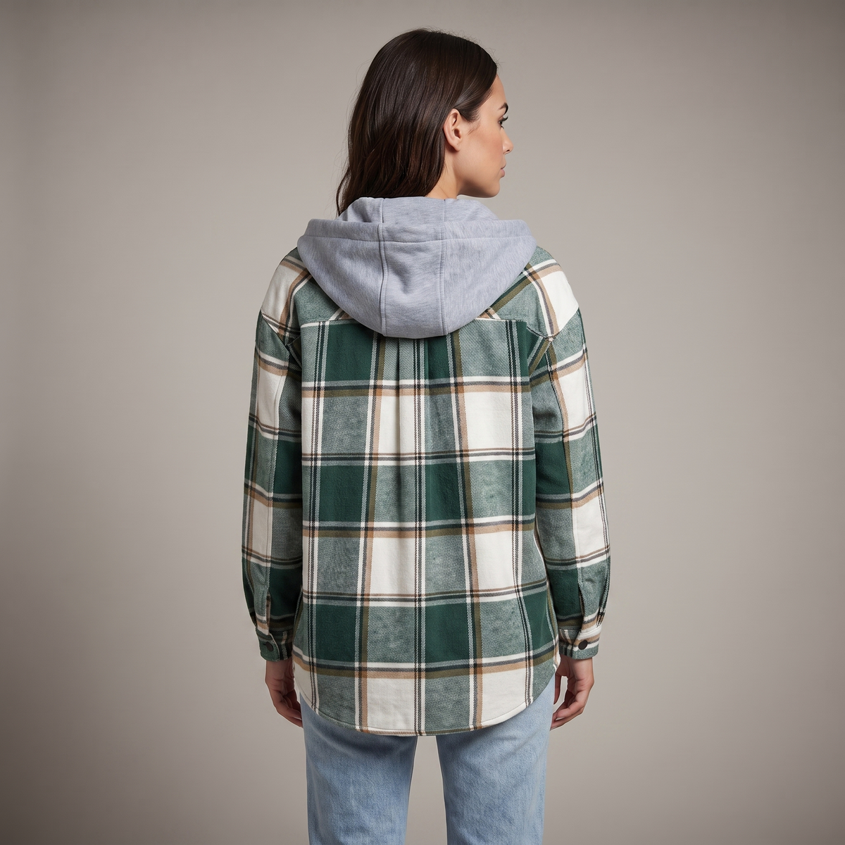 Women’s Cardigan with Hood, Drawstring and Patterned Print